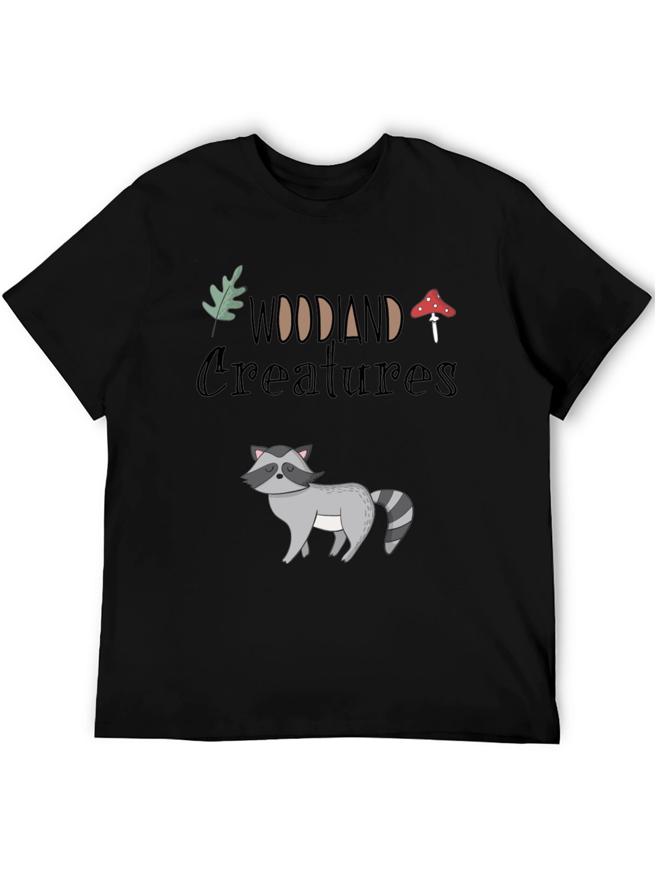 Woodland Creatures Graphic Tee - Black