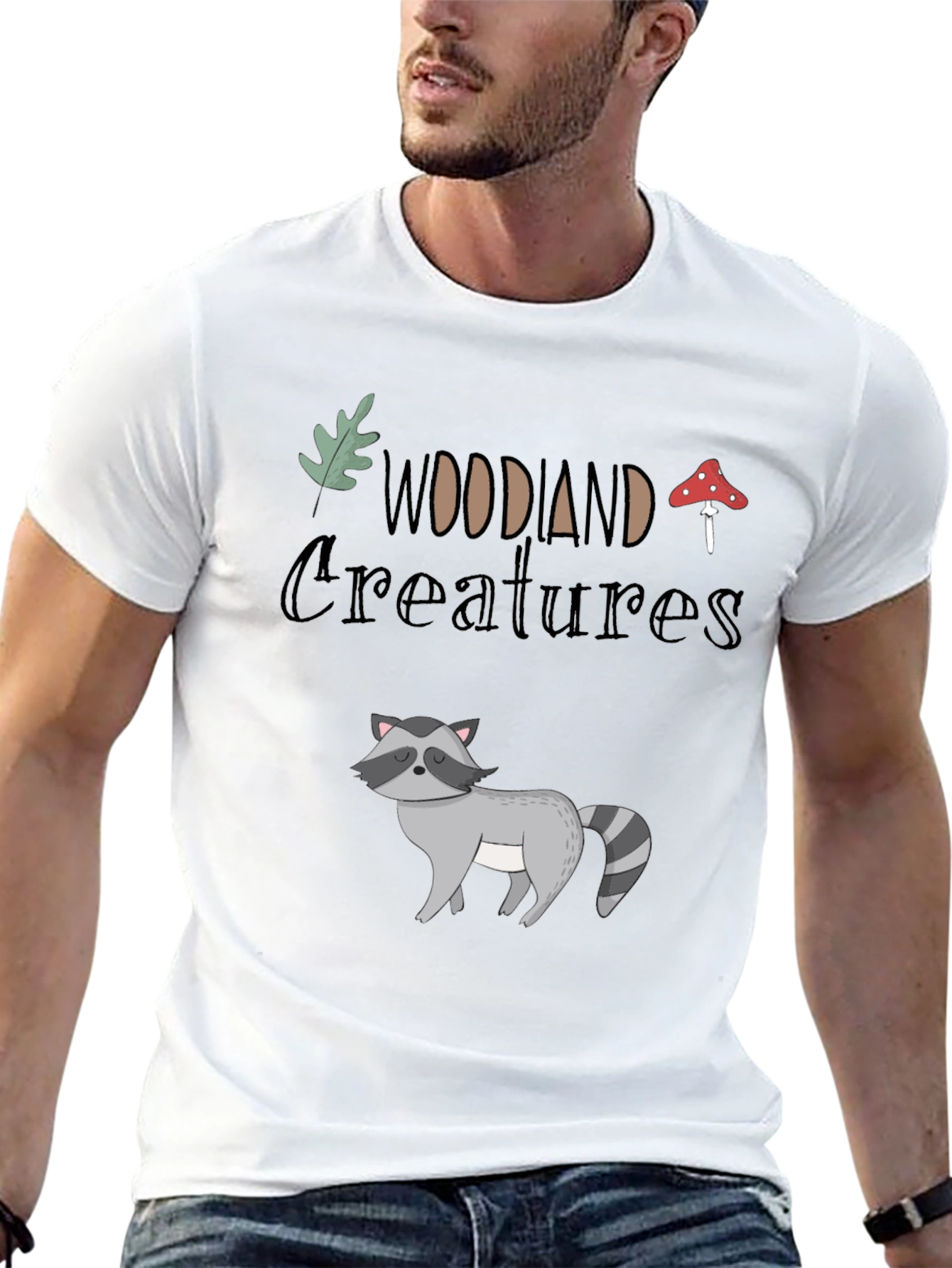 Woodland Creatures Graphic Tee - Black