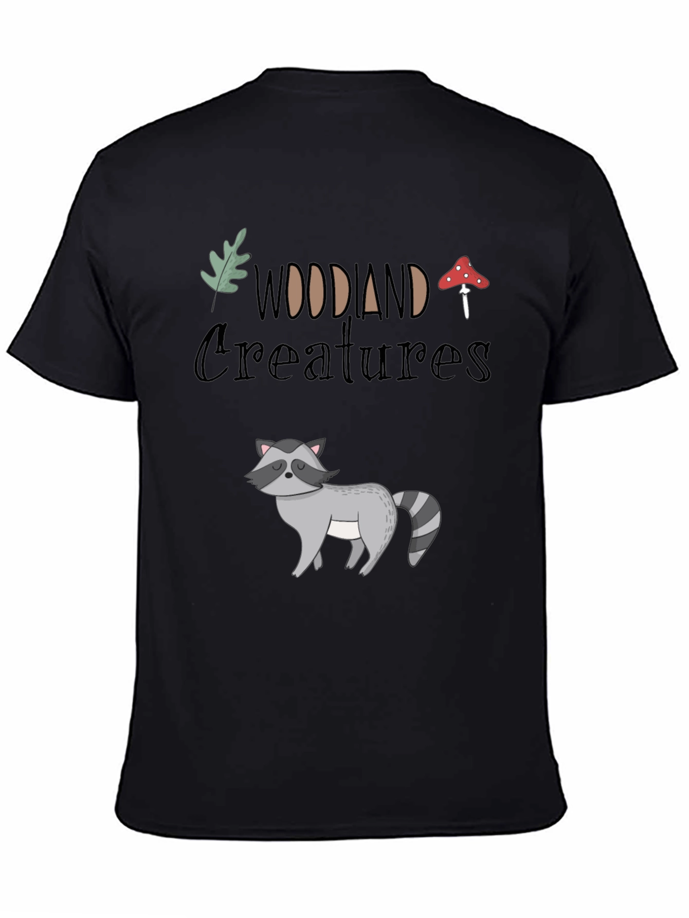 Woodland Creatures Graphic Tee - Black