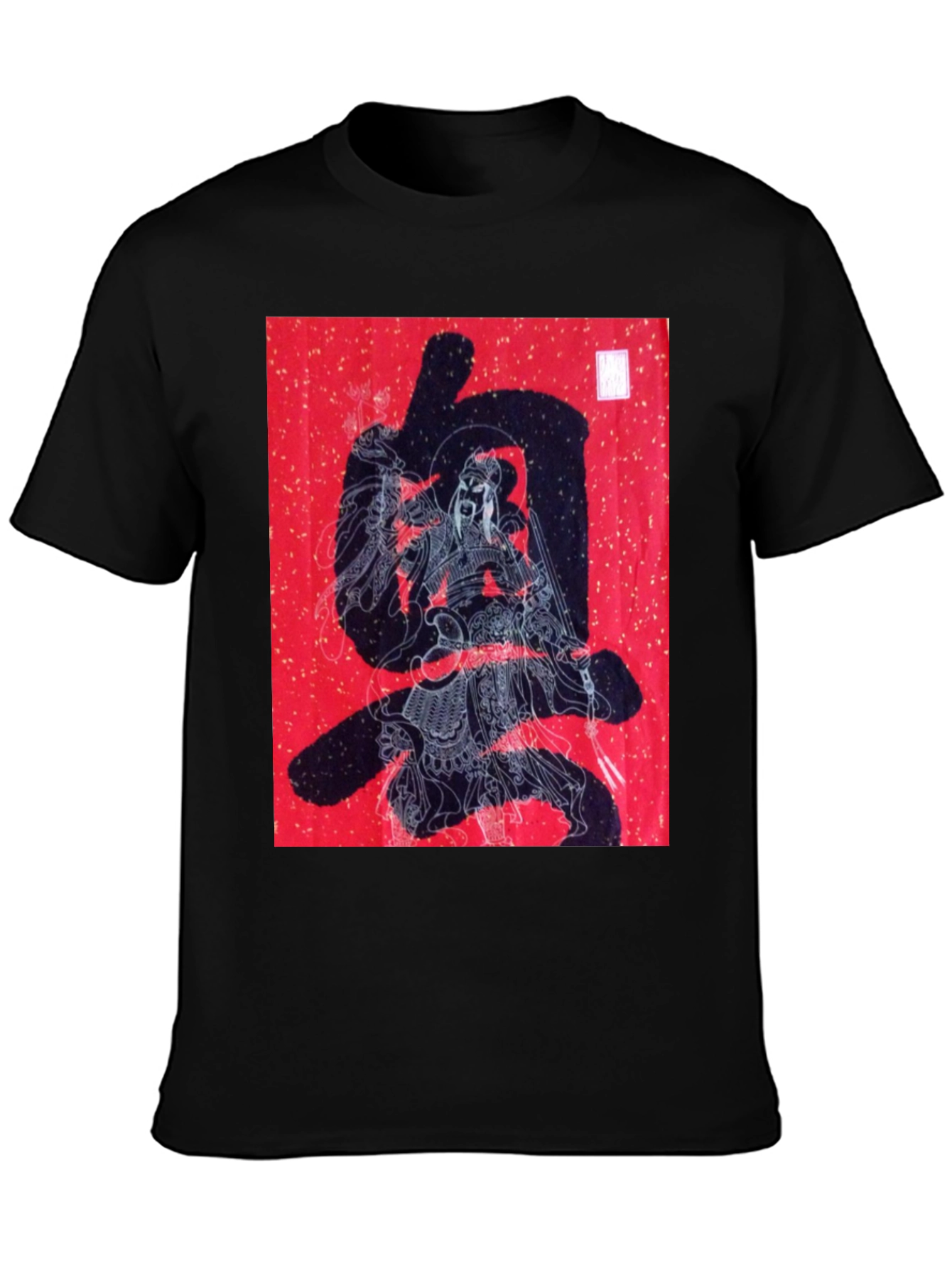 Graphic Tee: Samurai Warrior on Red Print
