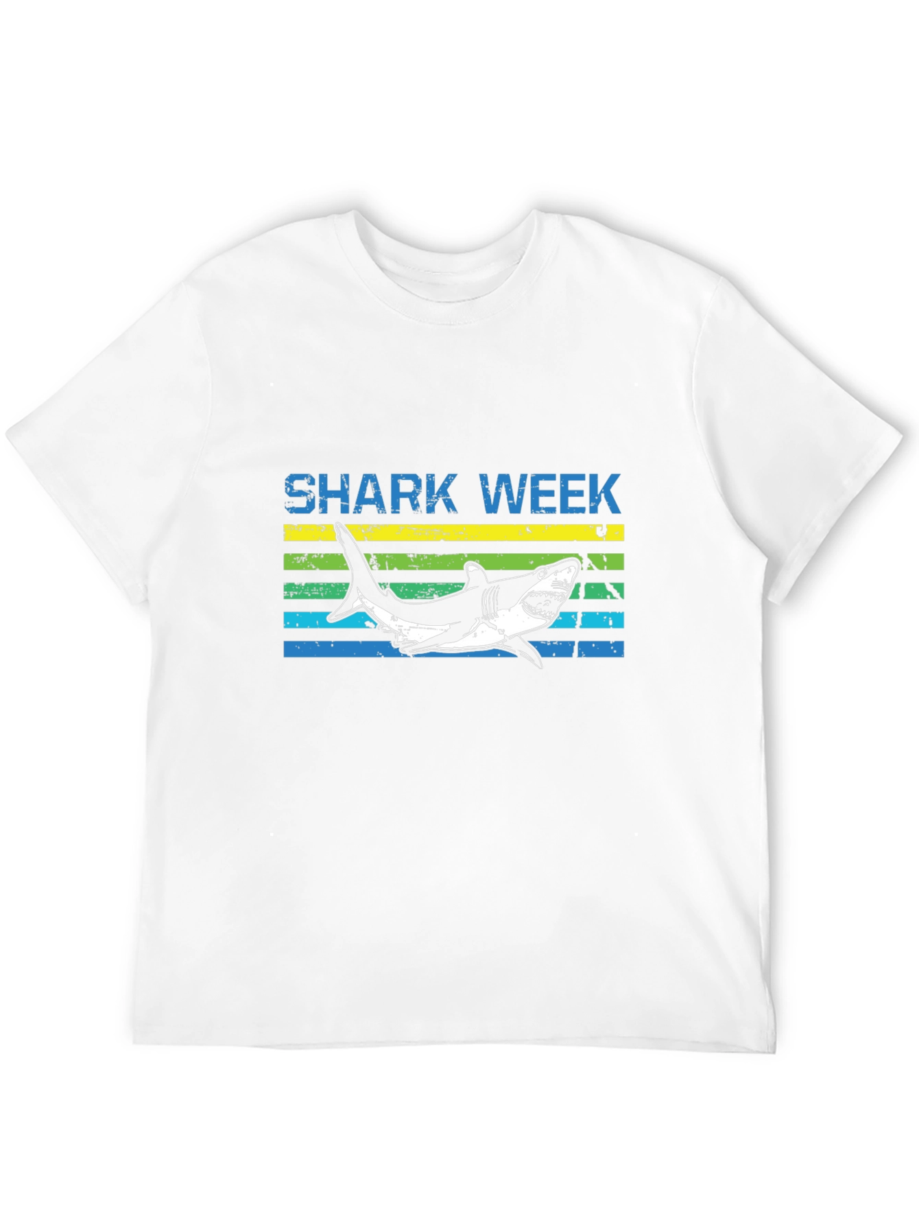 Shark Week T-Shirt - Blue & Yellow Stripe Design