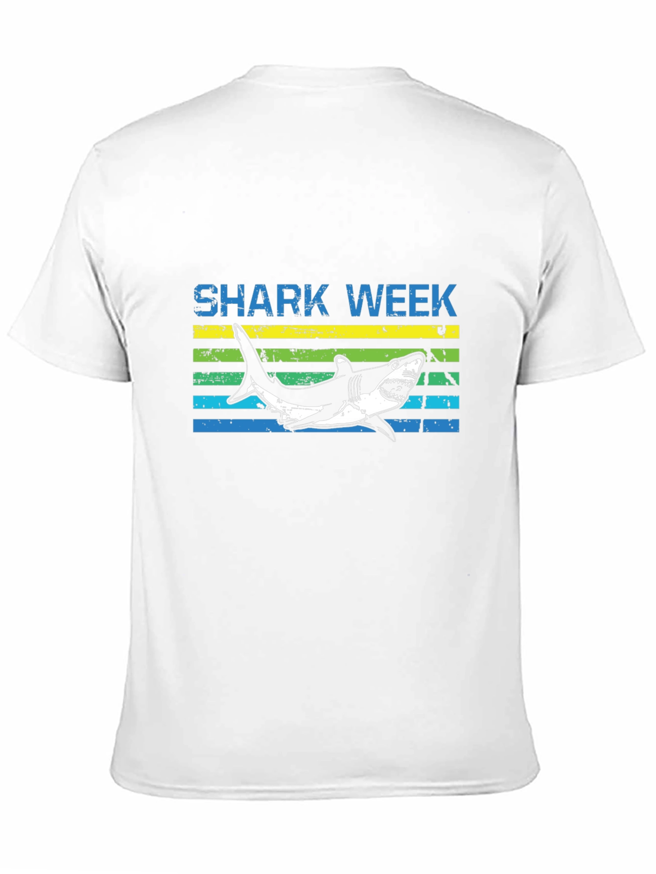 Shark Week T-Shirt - Blue & Yellow Stripe Design