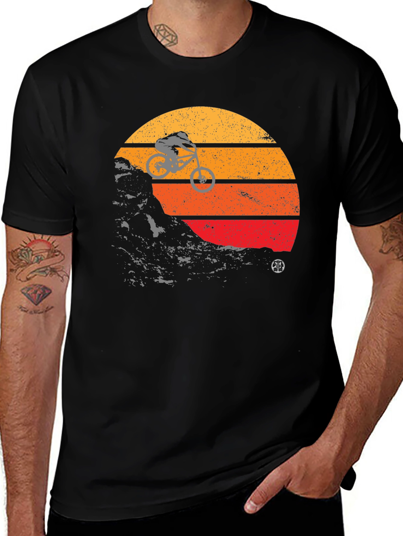 Mountain Bike Sunset Graphic Tee - Black