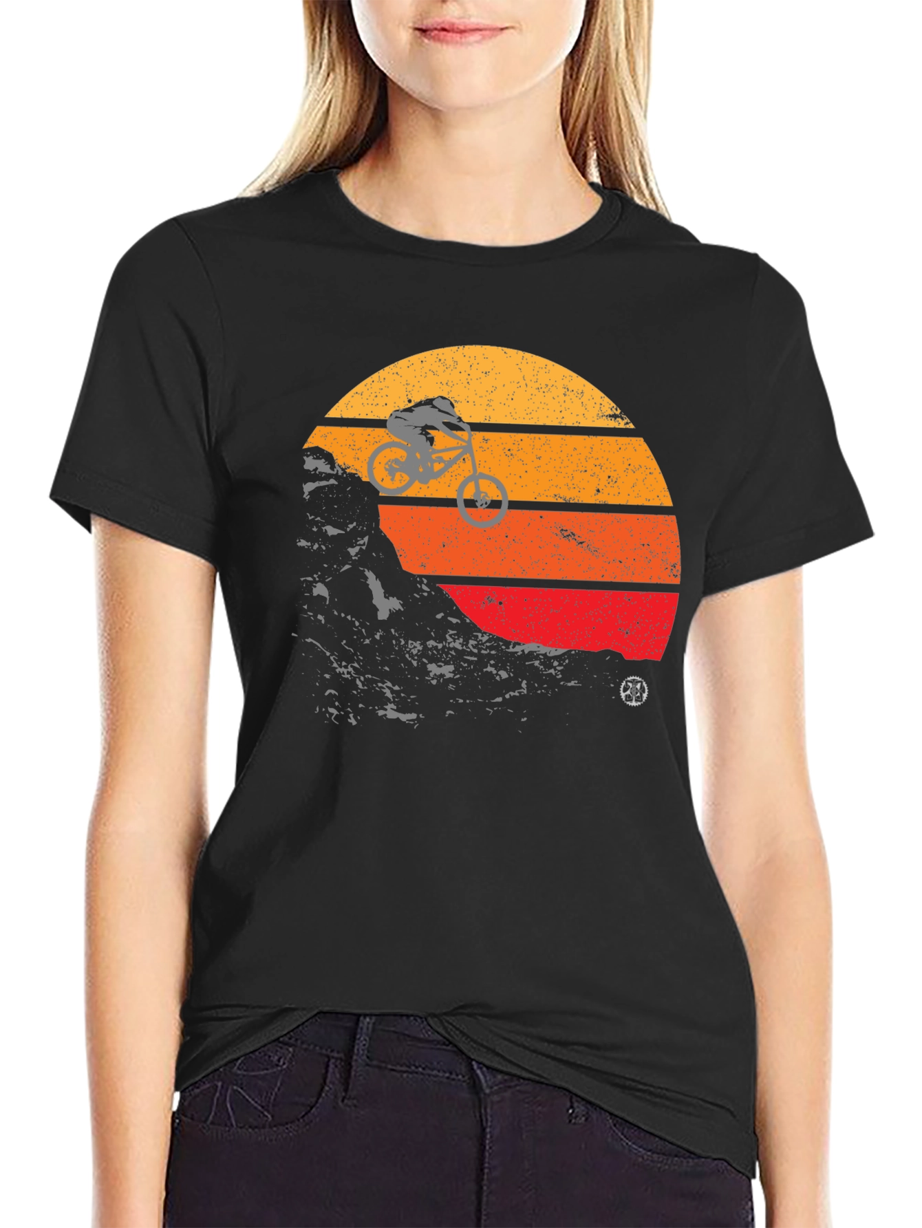 Mountain Bike Sunset Graphic Tee - Black
