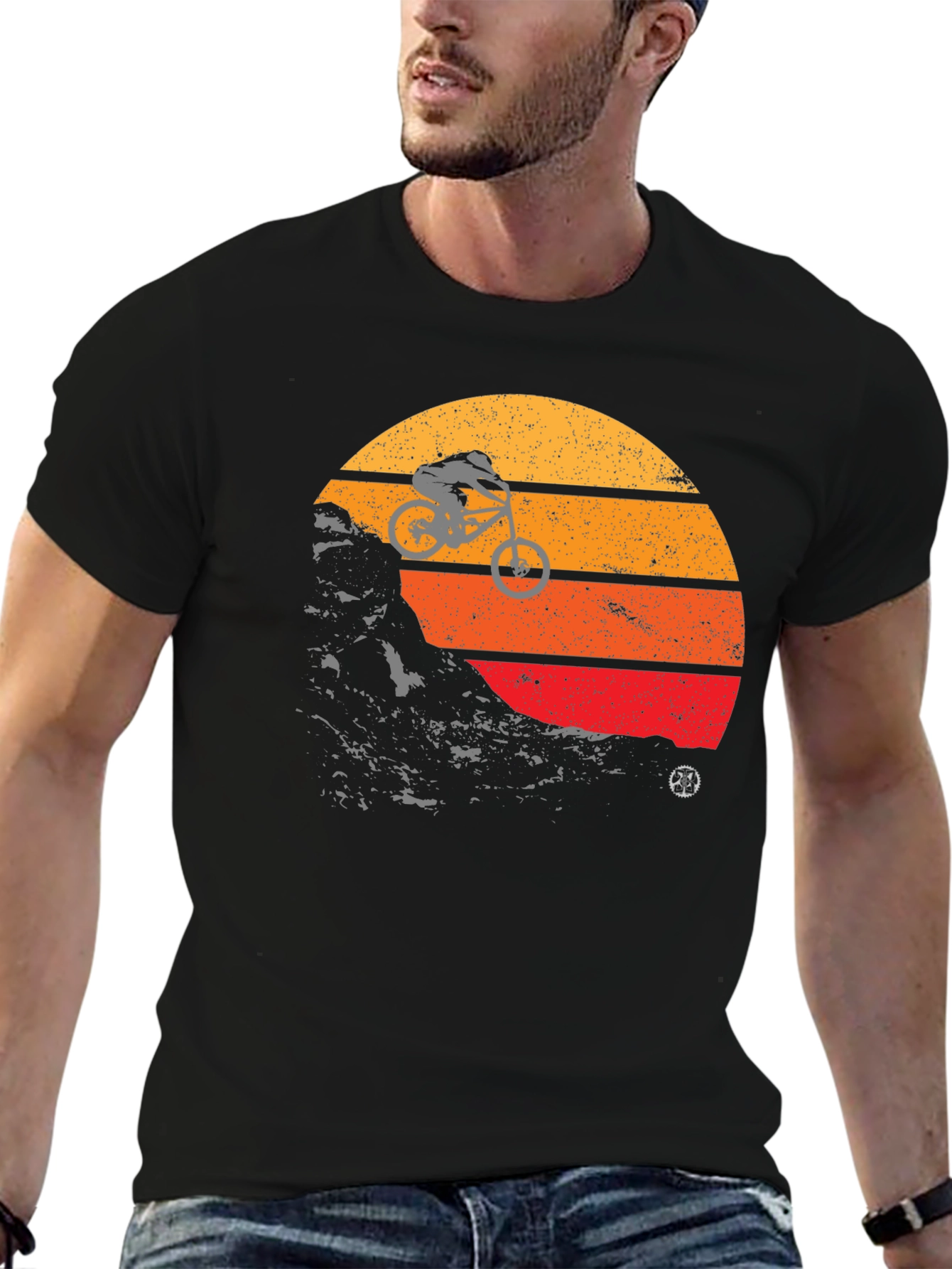 Mountain Bike Sunset Graphic Tee - Black