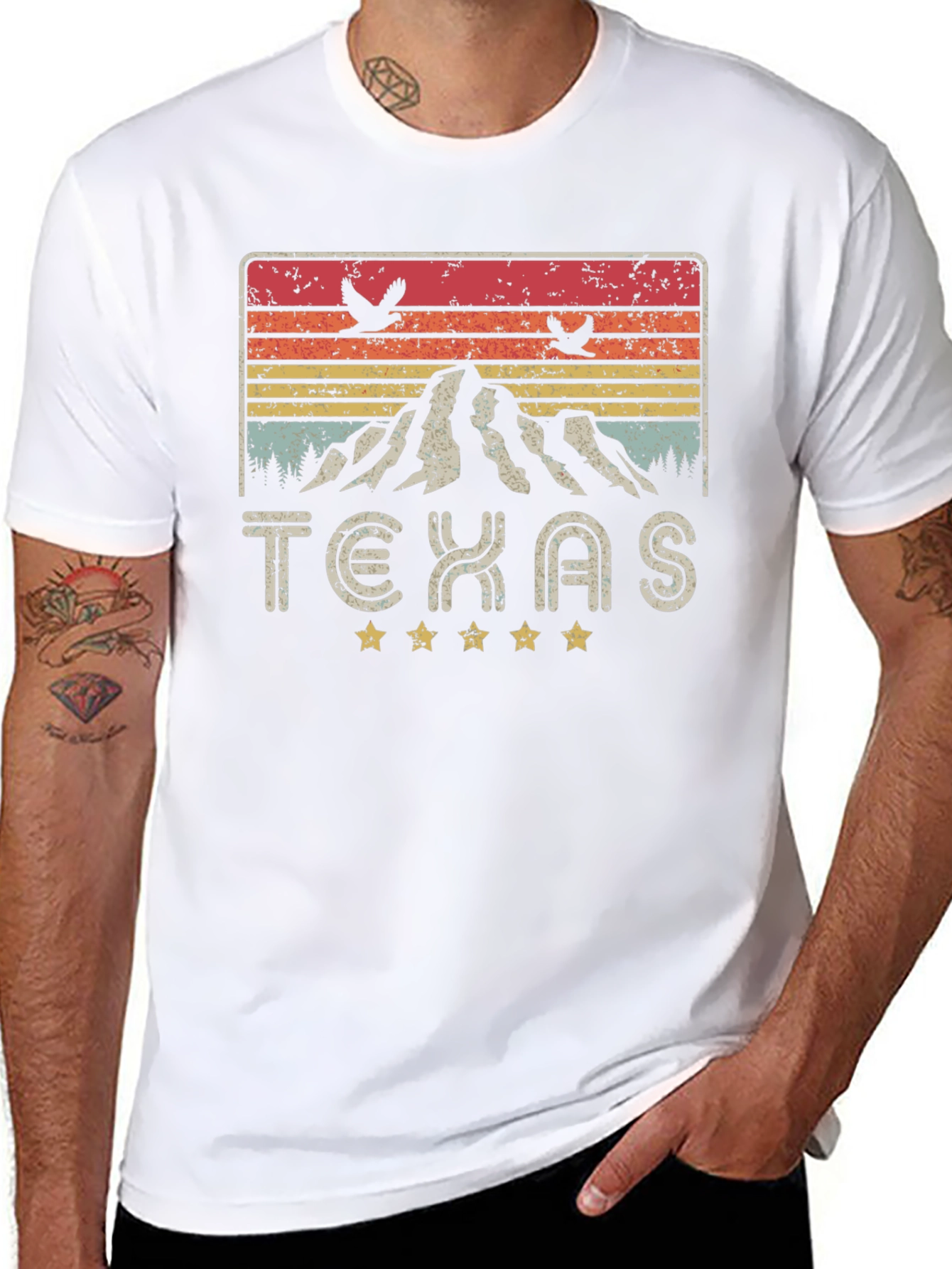 Texas Mountain Graphic Tee - Retro Style