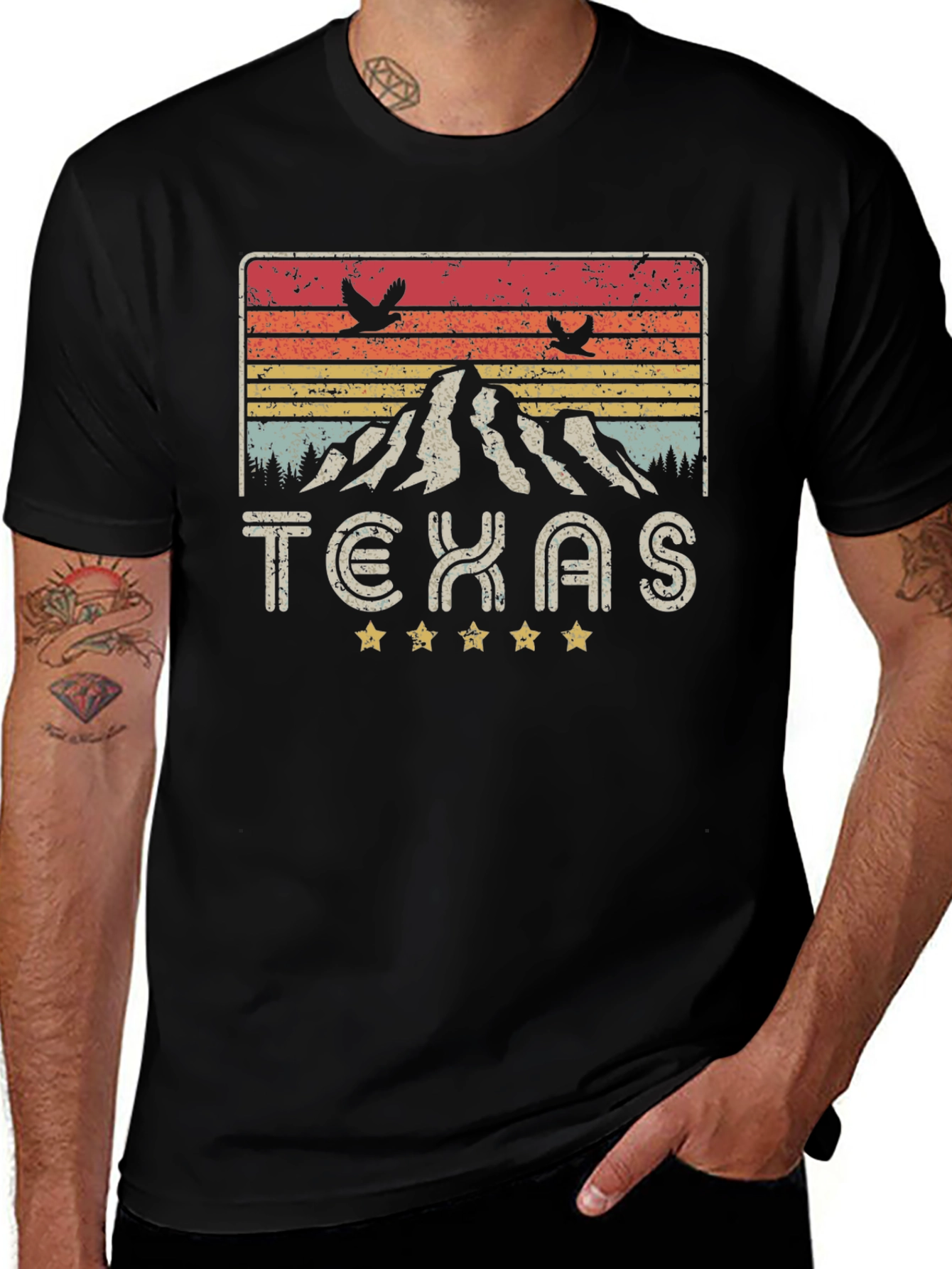 Texas Mountain Graphic Tee - Retro Style
