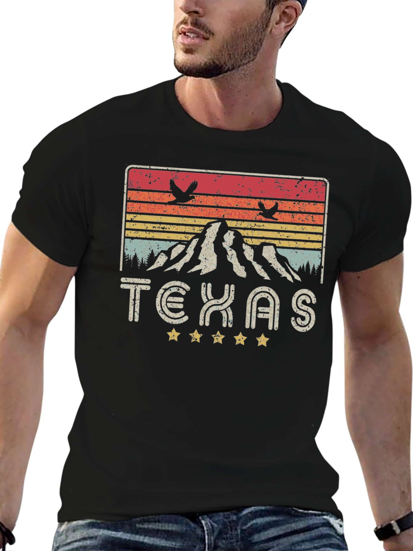 Texas Mountain Graphic Tee - Retro Style