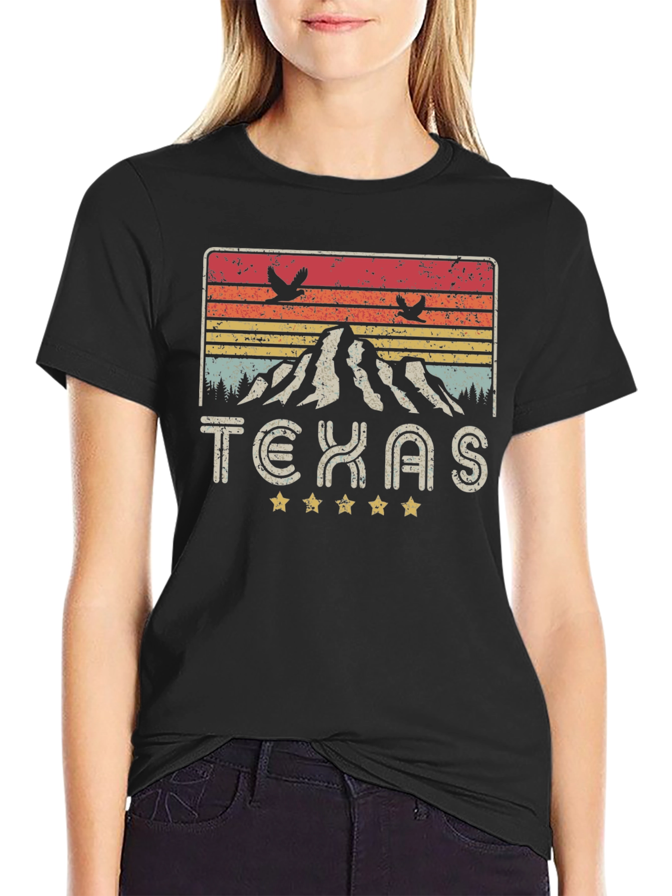 Texas Mountain Graphic Tee - Retro Style