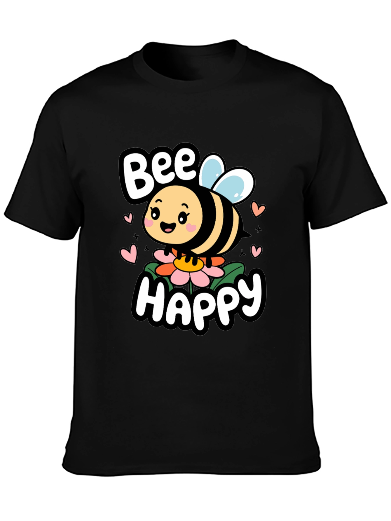 Bee Happy Graphic Tee - Cute Cartoon Bee Shirt