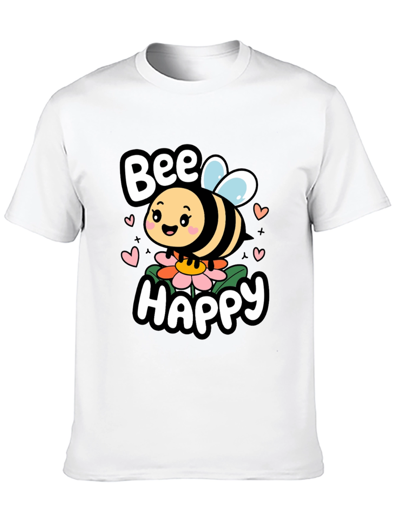 Bee Happy Graphic Tee - Cute Cartoon Bee Shirt