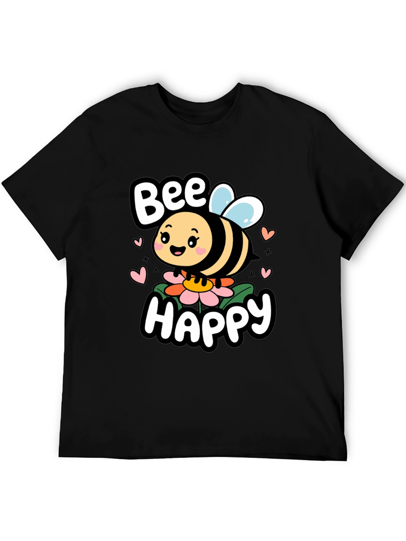 Bee Happy Graphic Tee - Cute Cartoon Bee Shirt