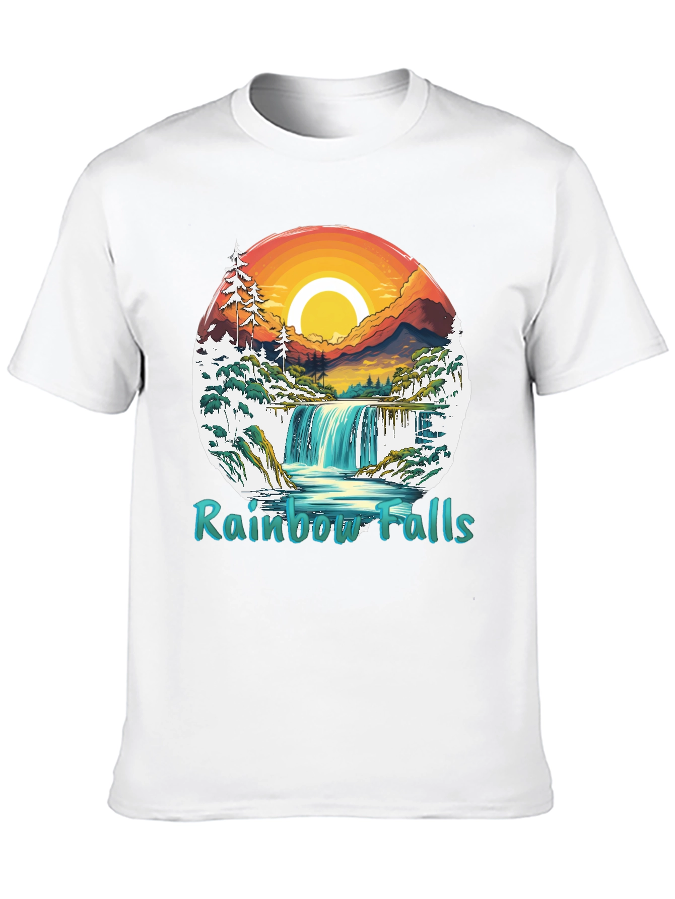 Rainbow Falls Graphic T-Shirt - Nature Landscape Tee