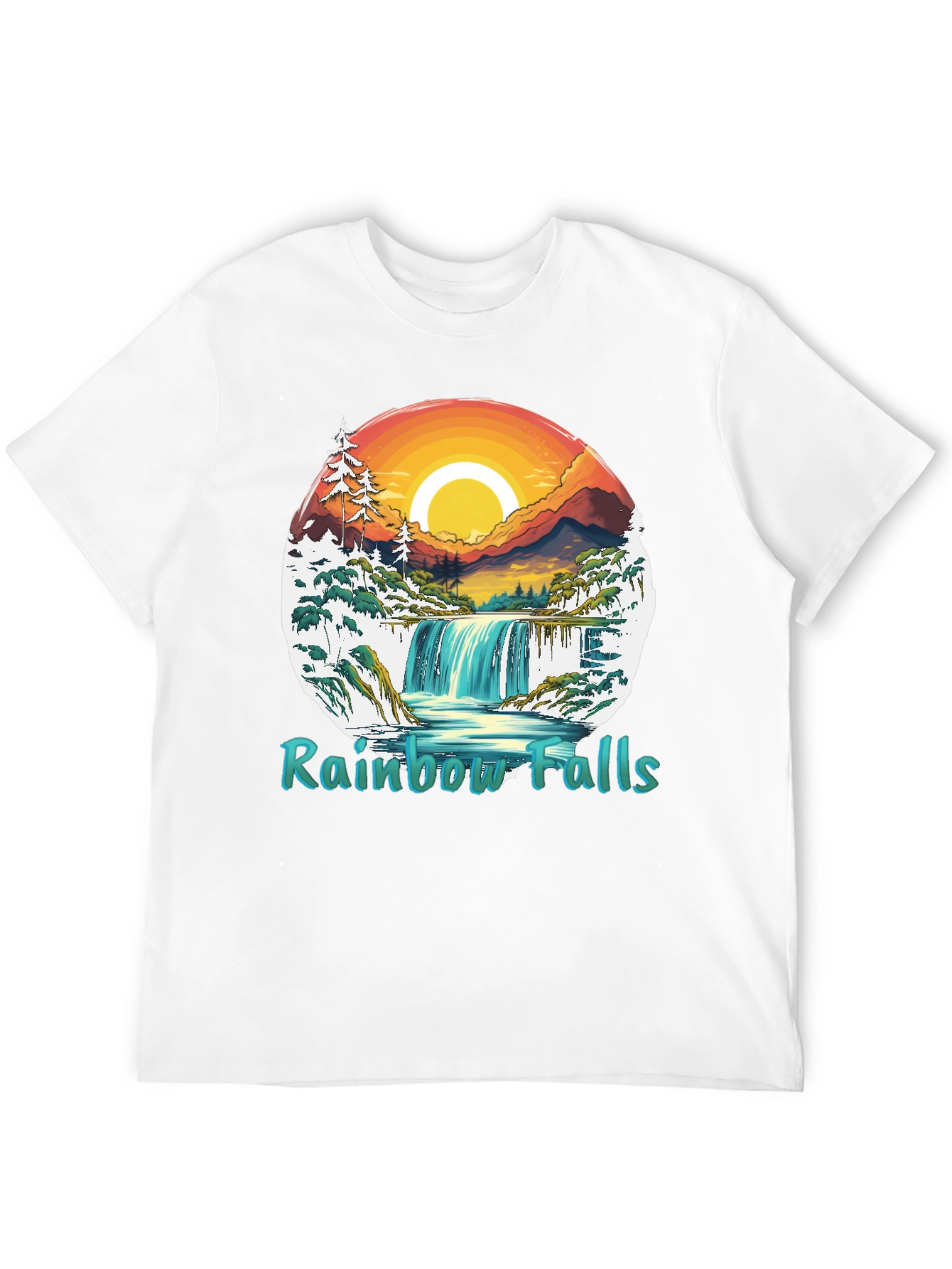 Rainbow Falls Graphic T-Shirt - Nature Landscape Tee