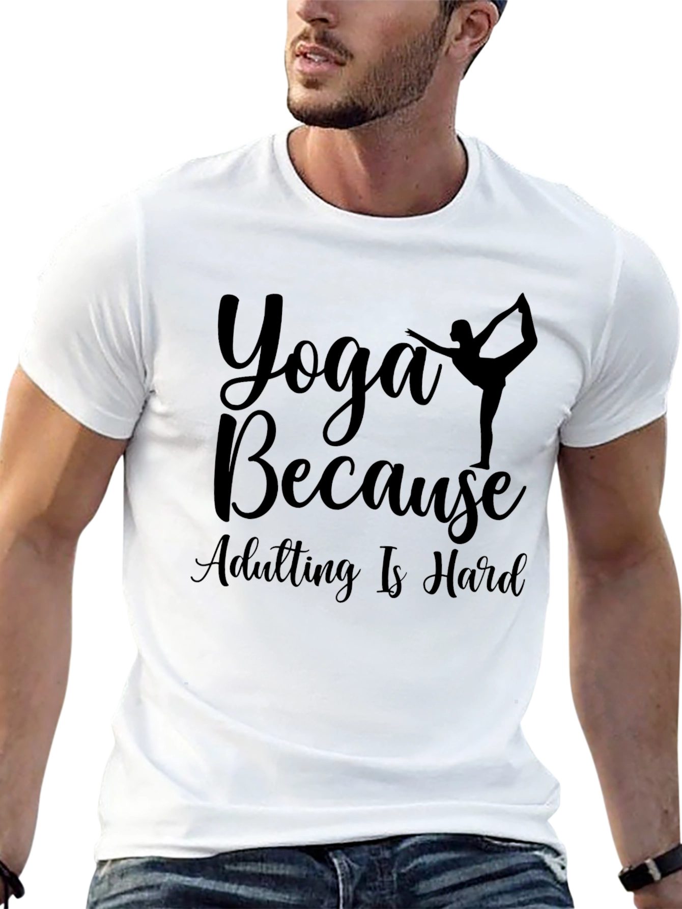 Yoga Because Adulting Is Hard Graphic Tee