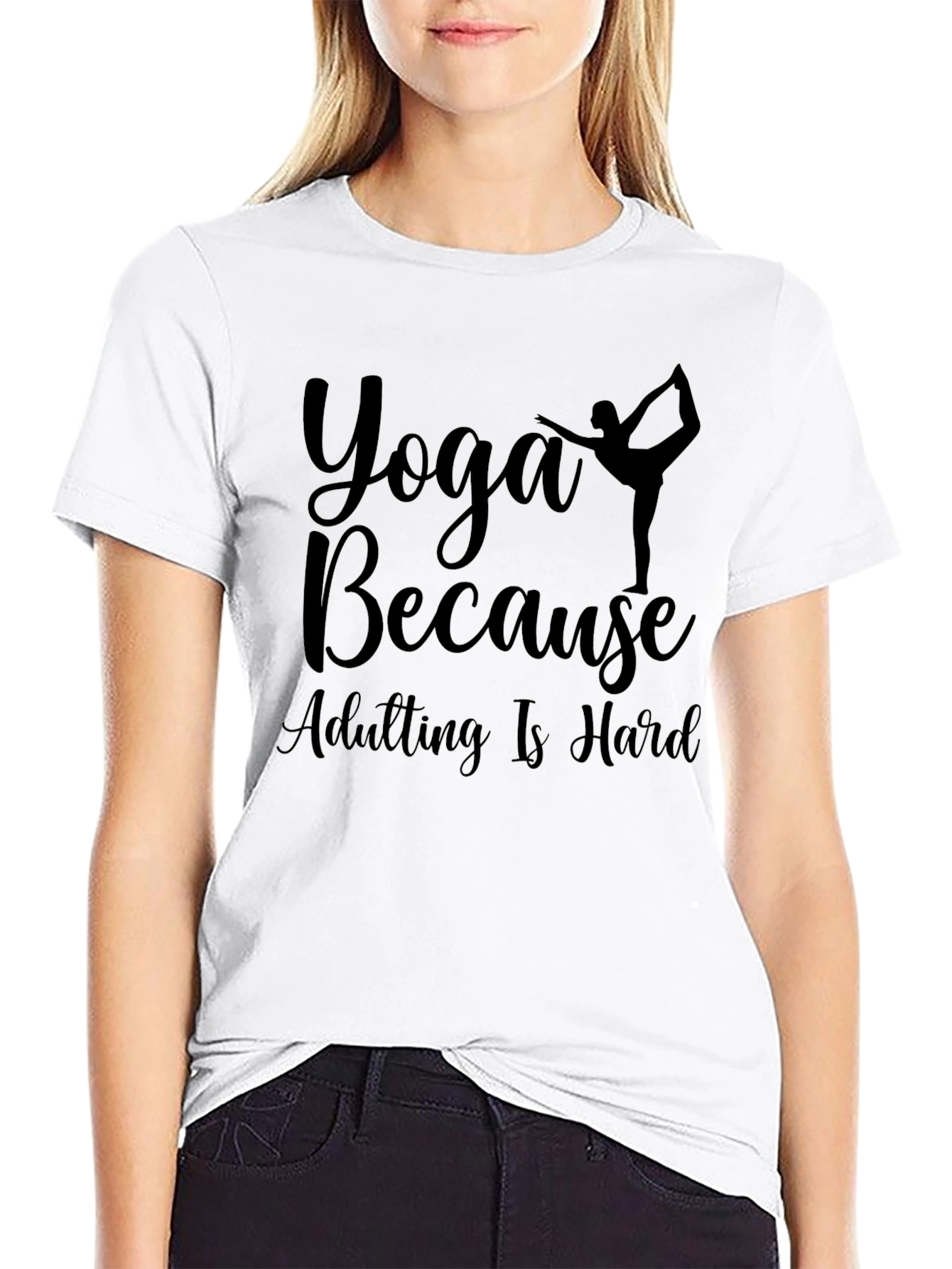 Yoga Because Adulting Is Hard Graphic Tee