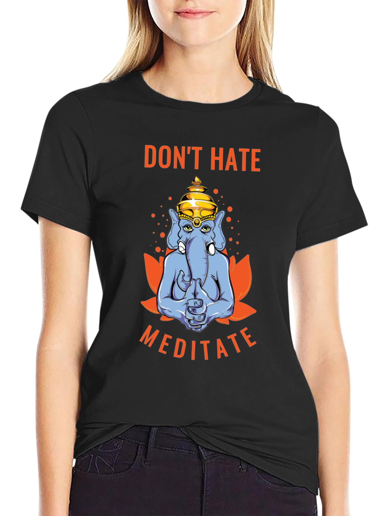 Dont Hate Meditate T-Shirt - Yoga Elephant Tee
