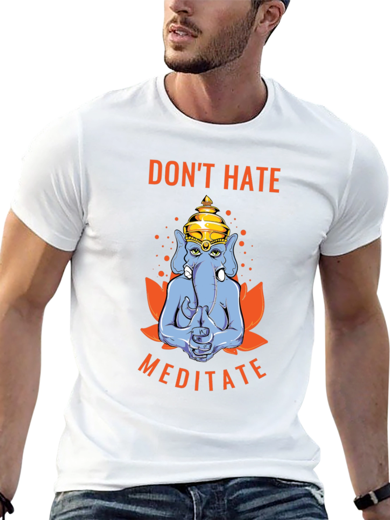 Dont Hate Meditate T-Shirt - Yoga Elephant Tee