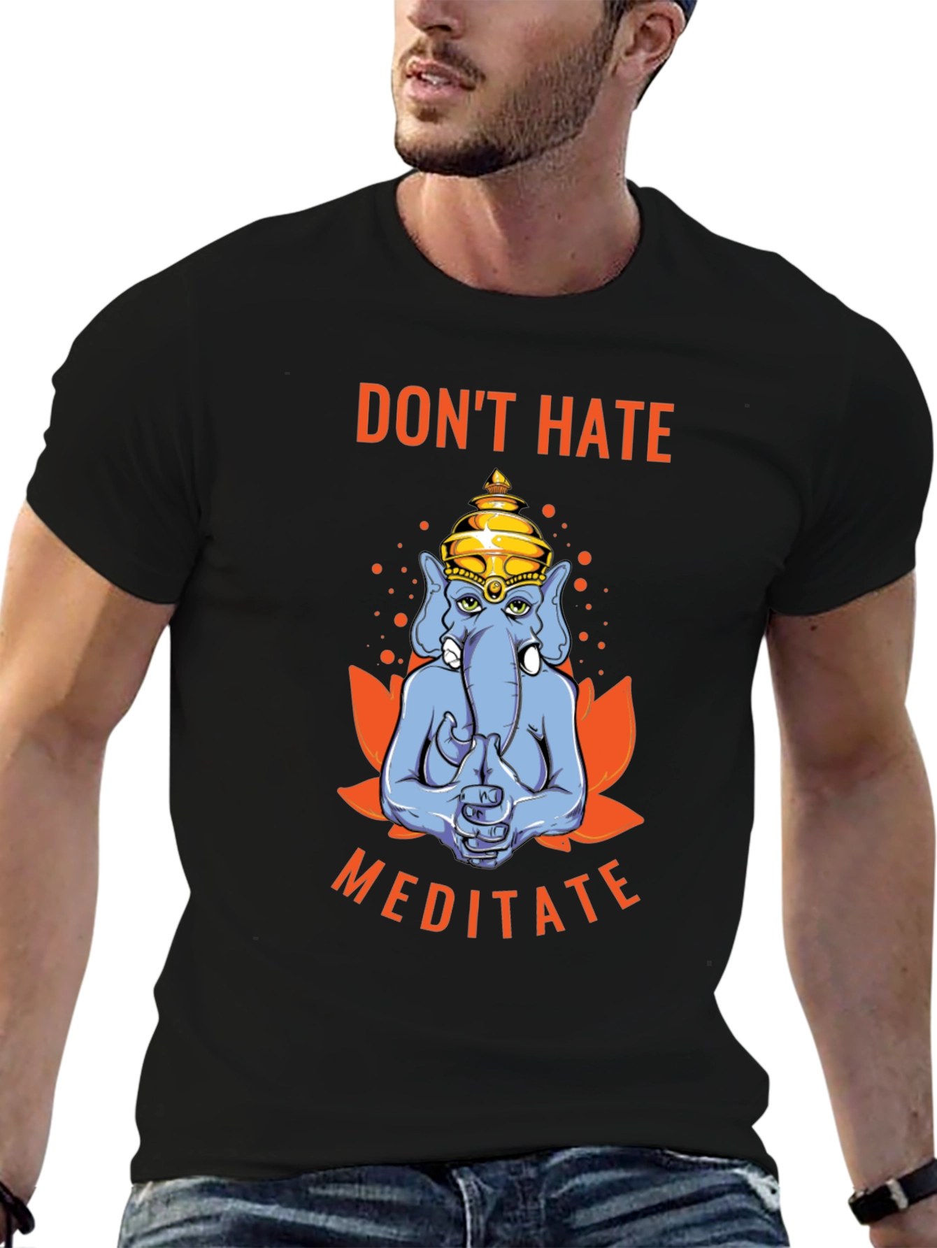 Dont Hate Meditate T-Shirt - Yoga Elephant Tee