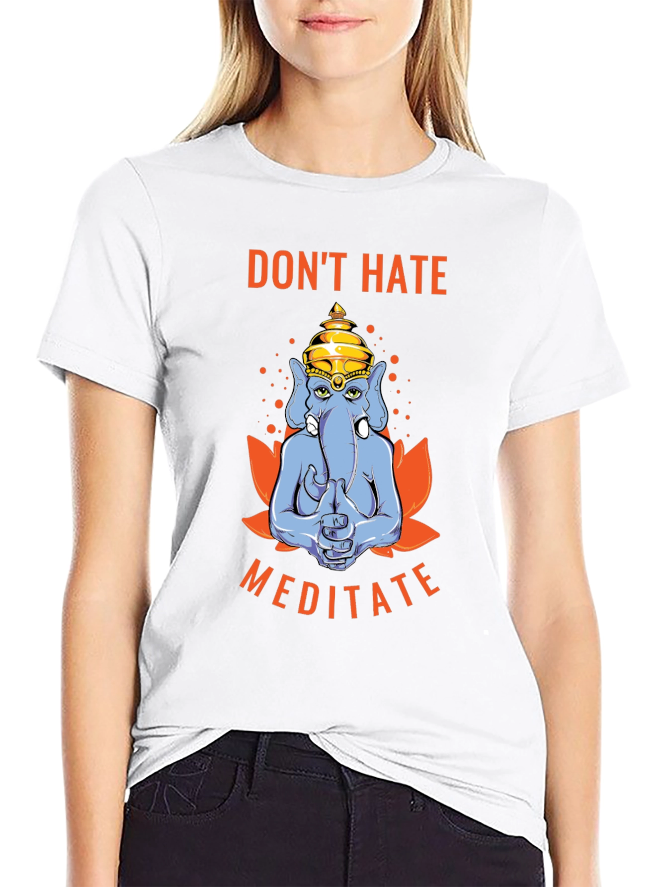 Dont Hate Meditate T-Shirt - Yoga Elephant Tee