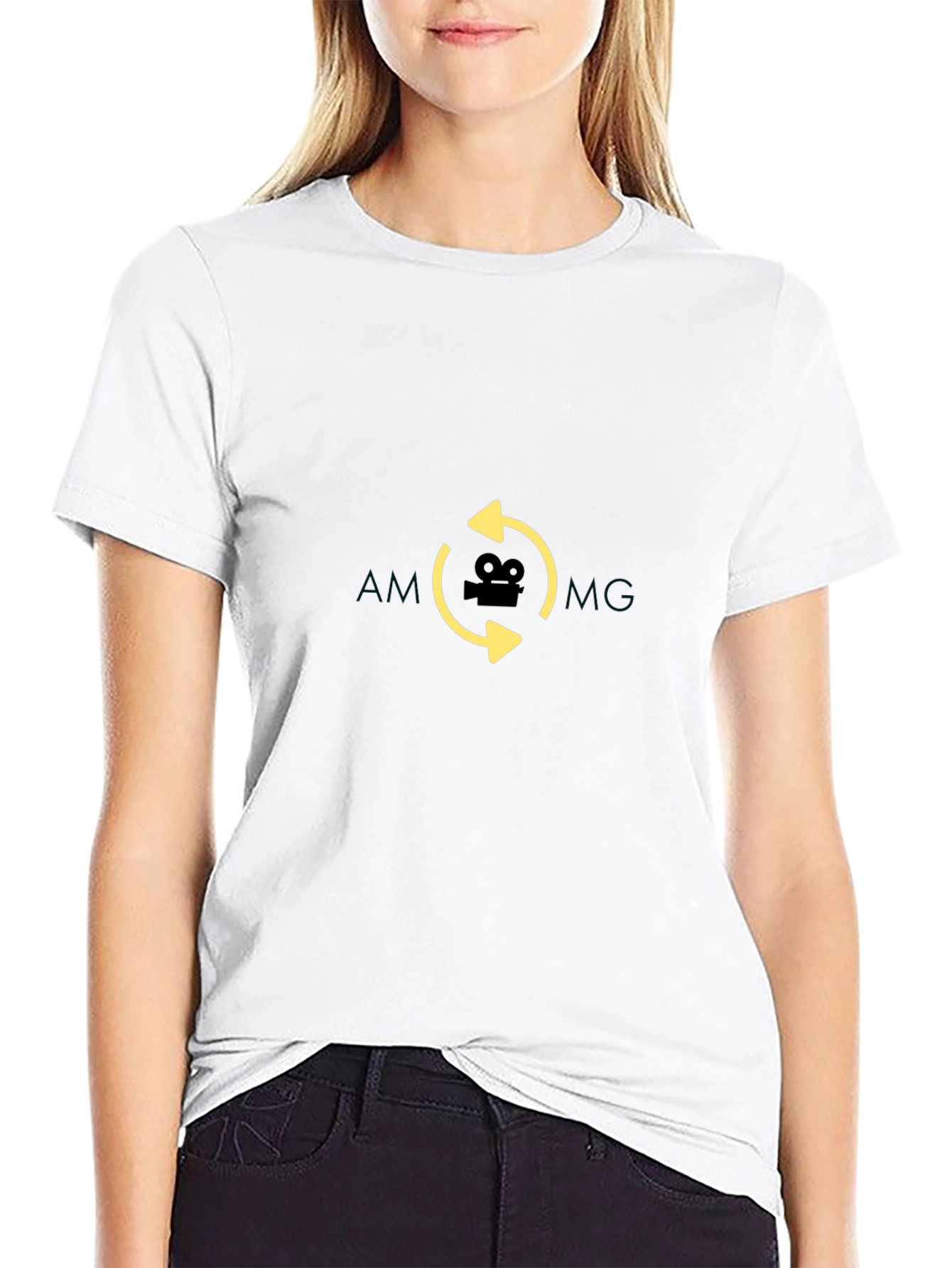 Black T-Shirt with Movie Camera Graphic