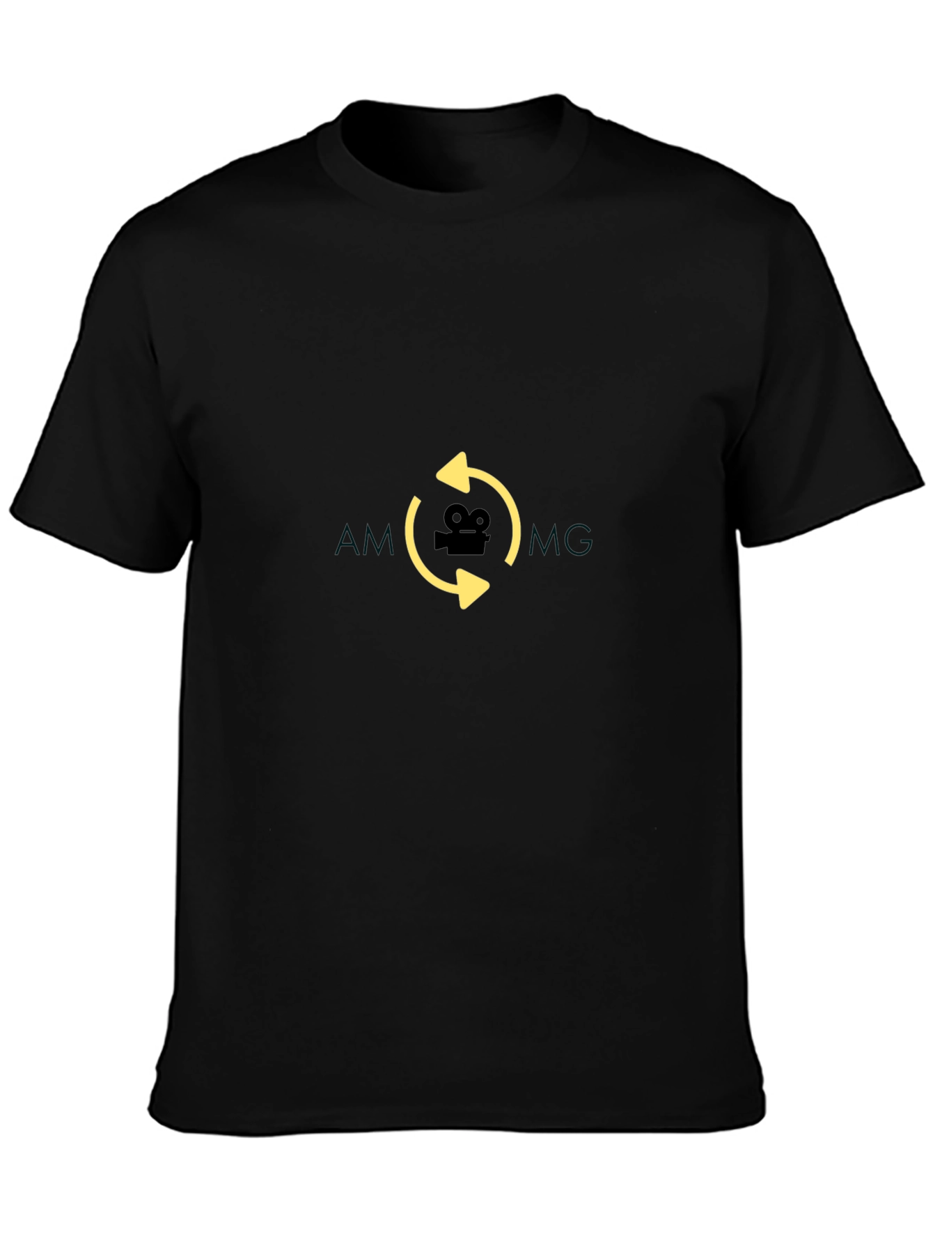 Black T-Shirt with Movie Camera Graphic