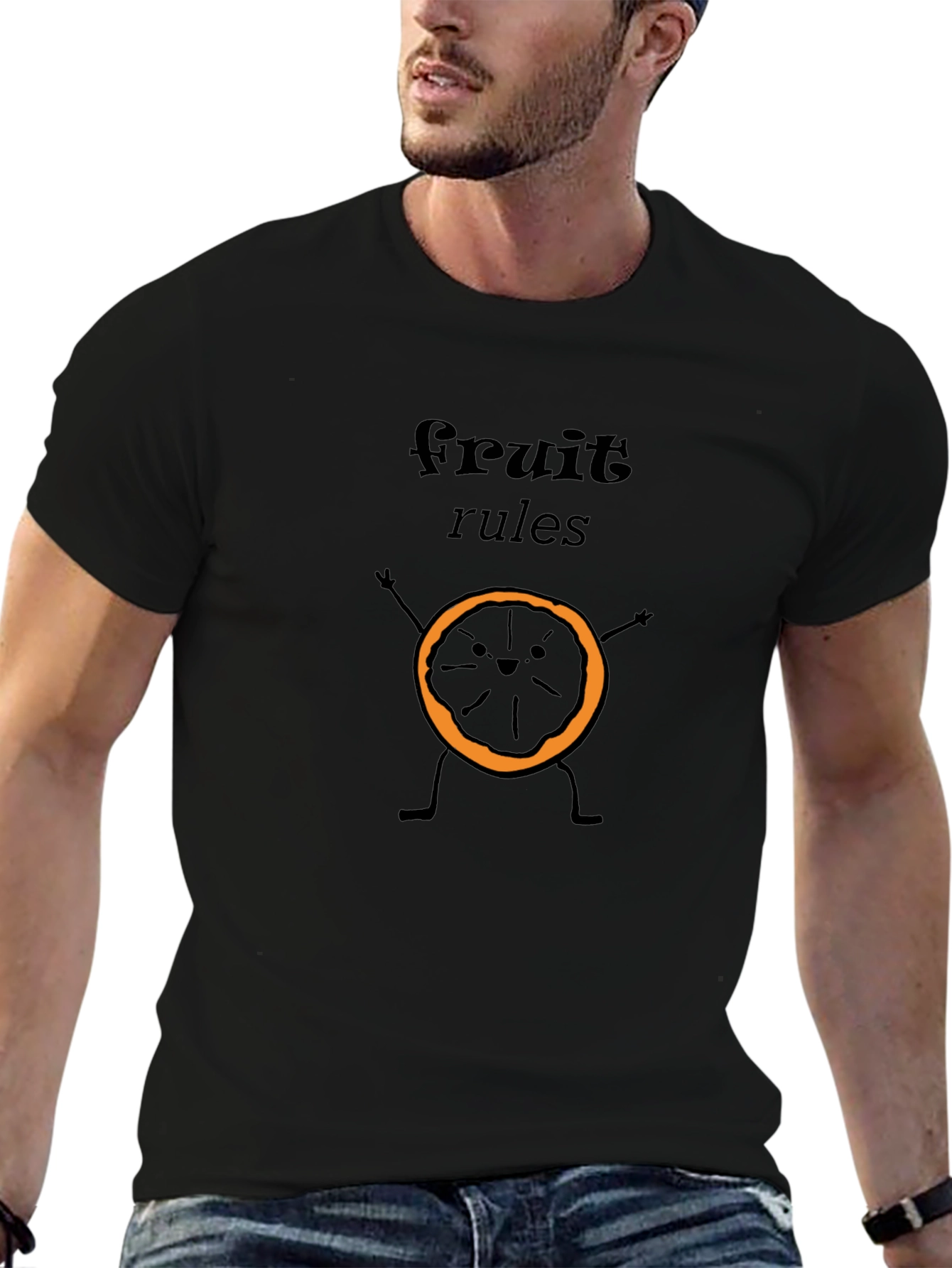 Fruit Rules Graphic T-Shirt - Black Crew Neck Tee