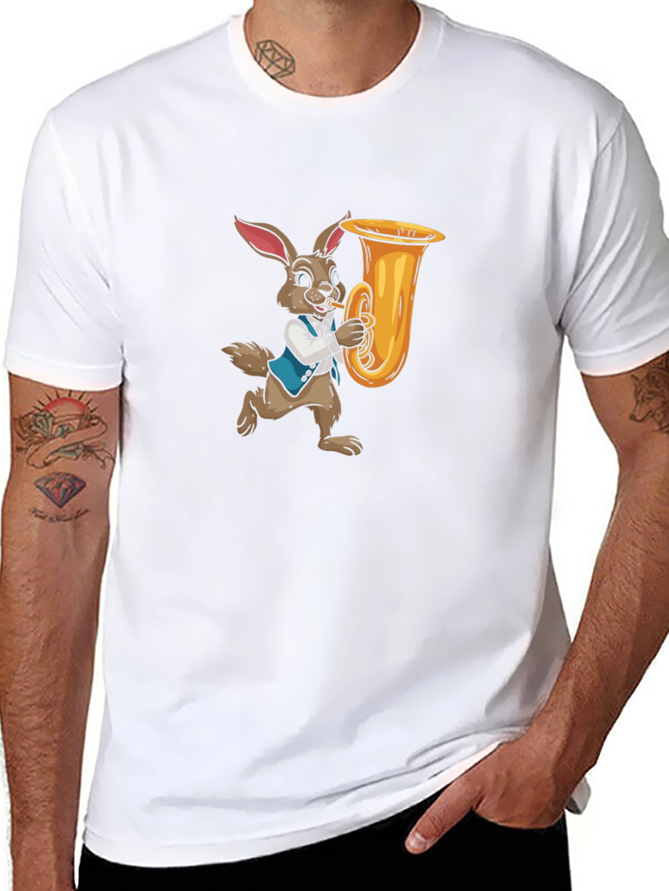 Rabbit Playing Tuba Graphic Tee