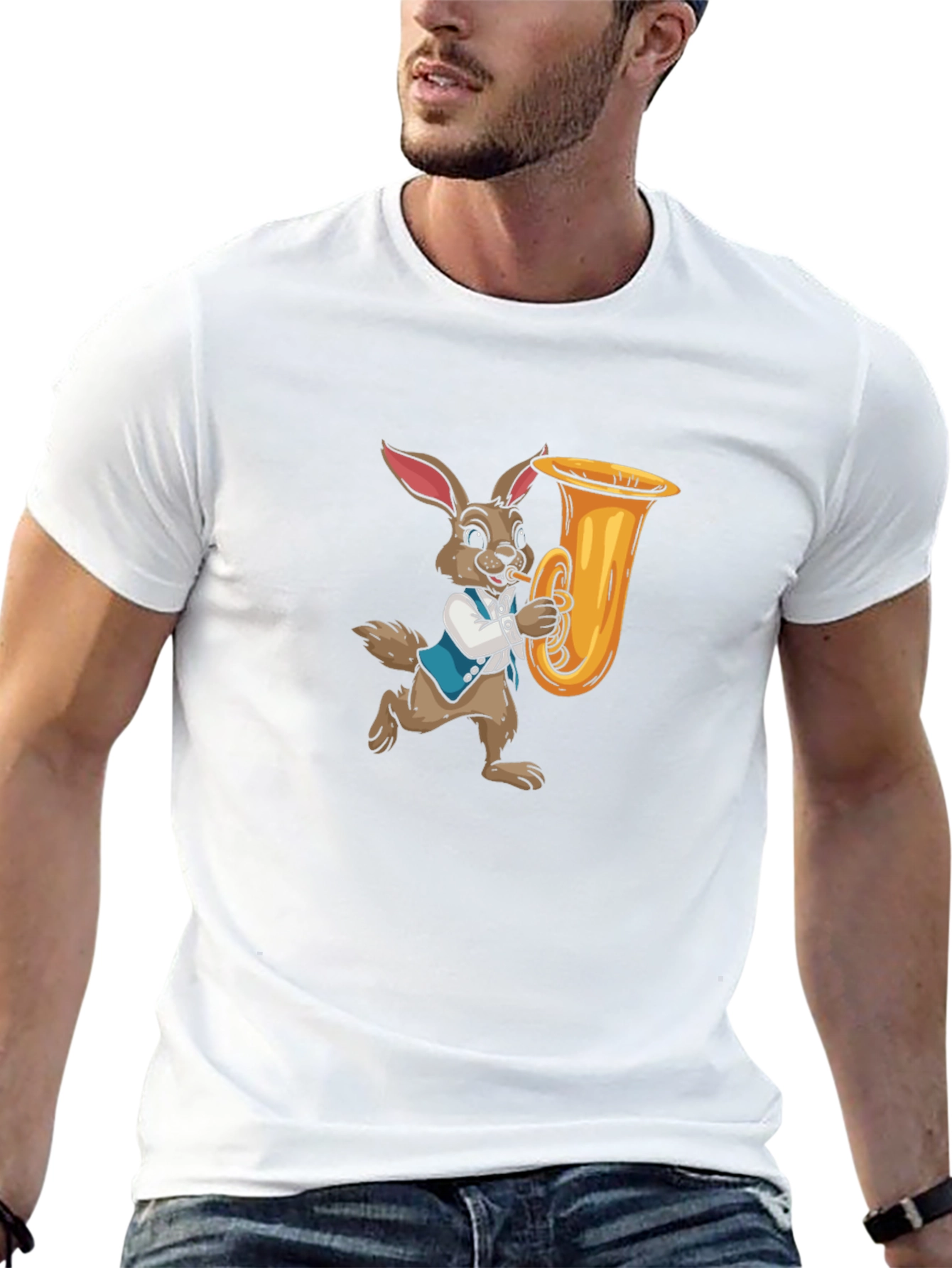 Rabbit Playing Tuba Graphic Tee