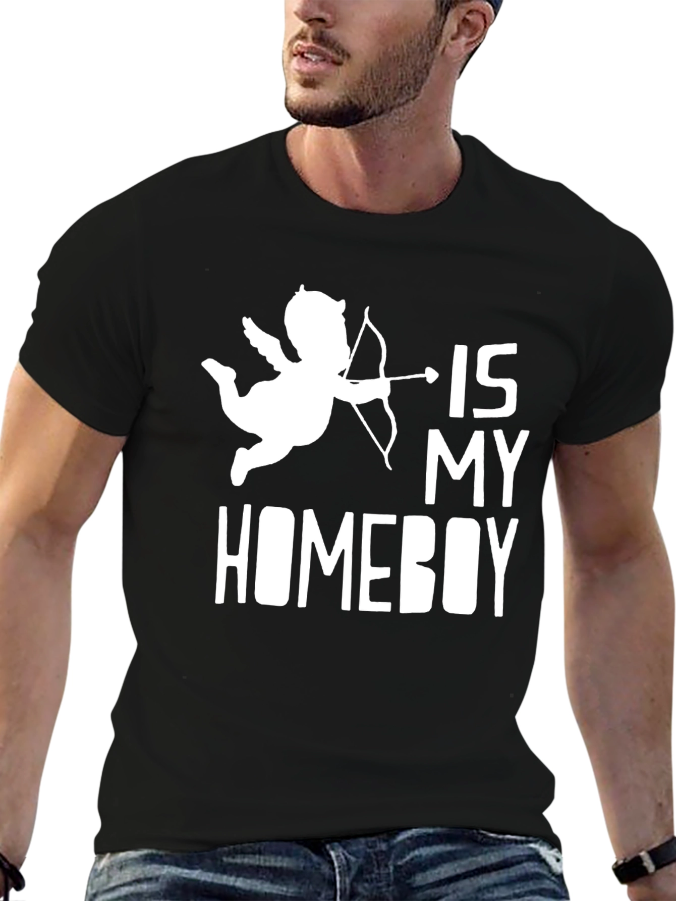 Cupid Is My Homeboy Black Graphic Tee