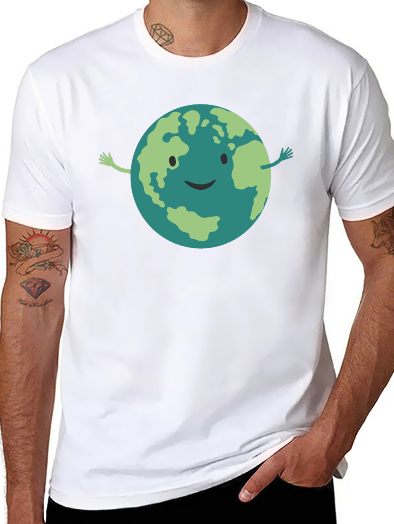 Smiling Earth Graphic Black T-Shirt