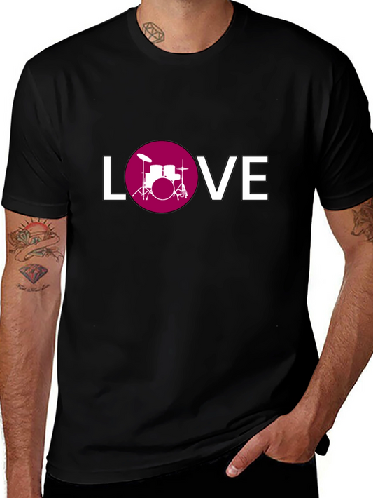 Drum Kit Love Graphic Tee - Black Cotton T-Shirt