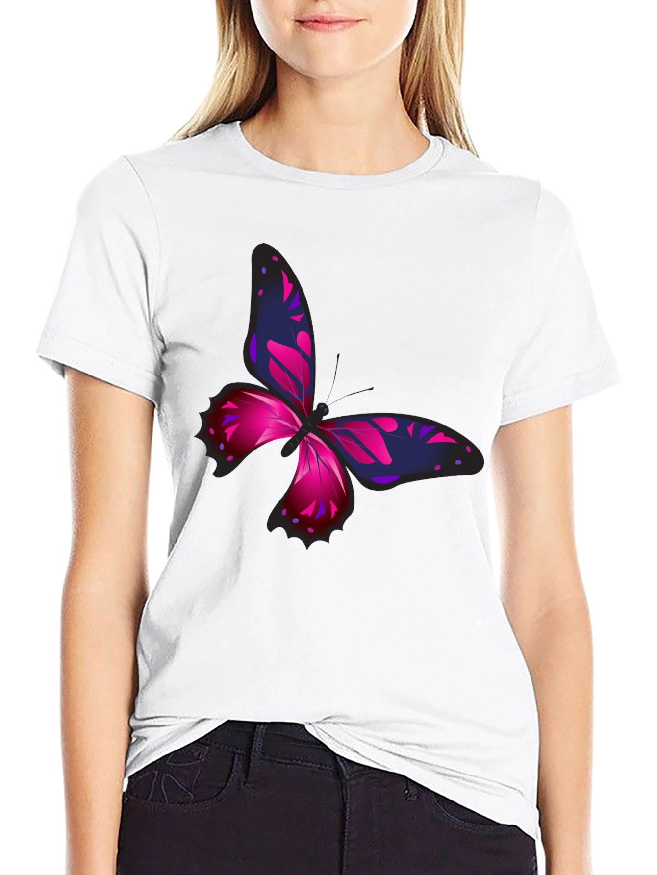 Butterfly Graphic Print Black T-Shirt