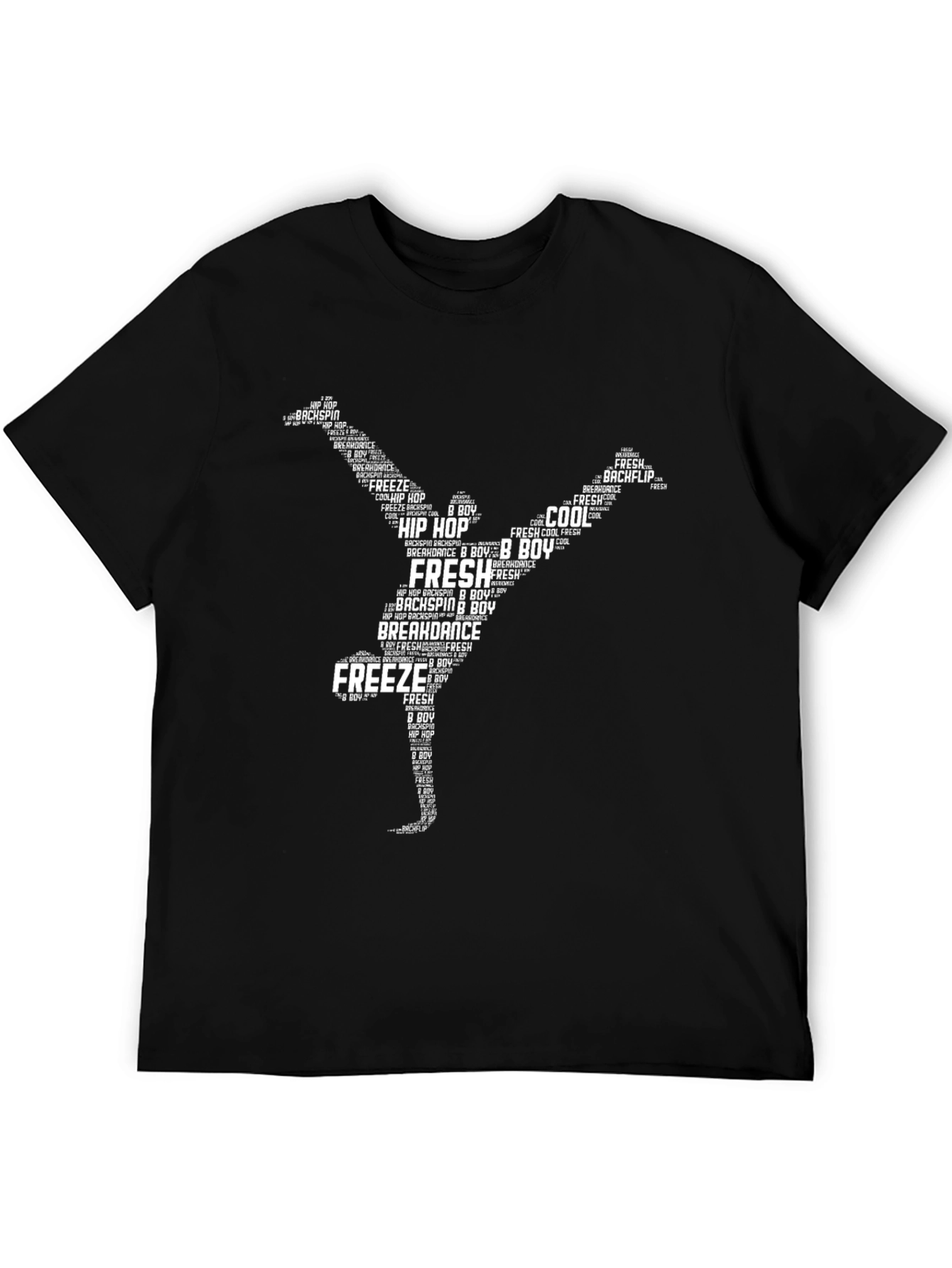 Hip Hop Dancer Word Art Black T-Shirt