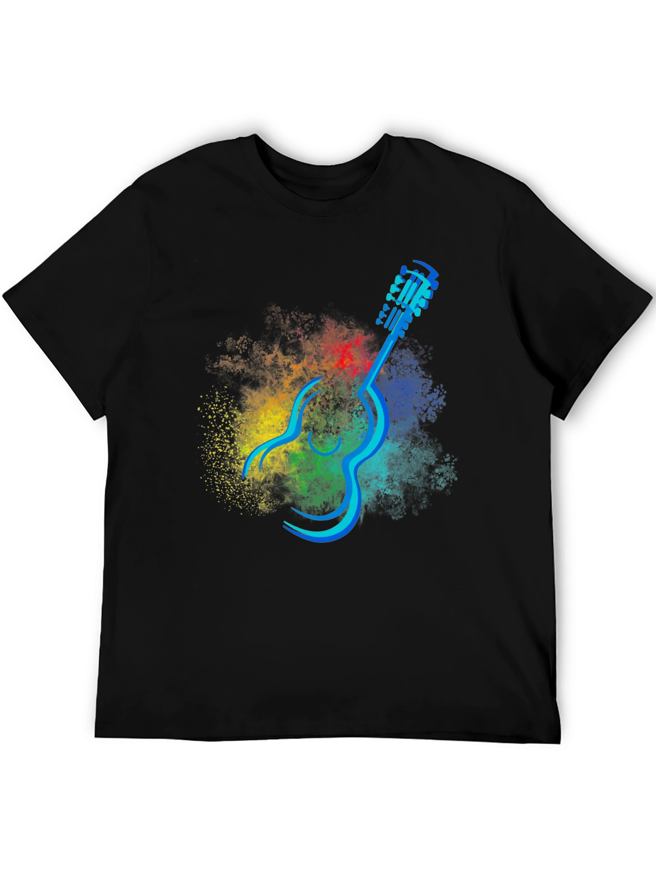 Abstract Guitar Graphic T-Shirt - Black