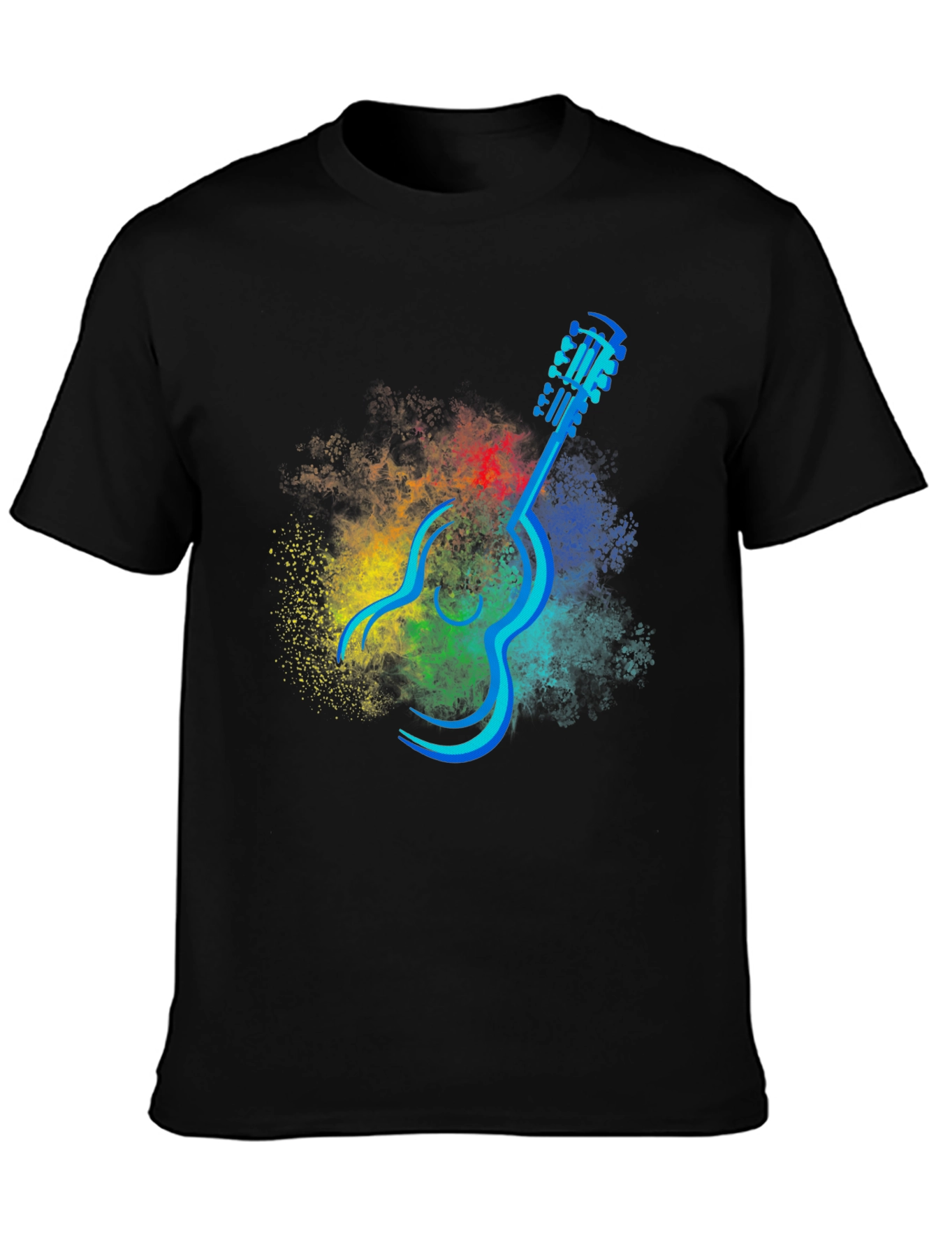 Abstract Guitar Graphic T-Shirt - Black