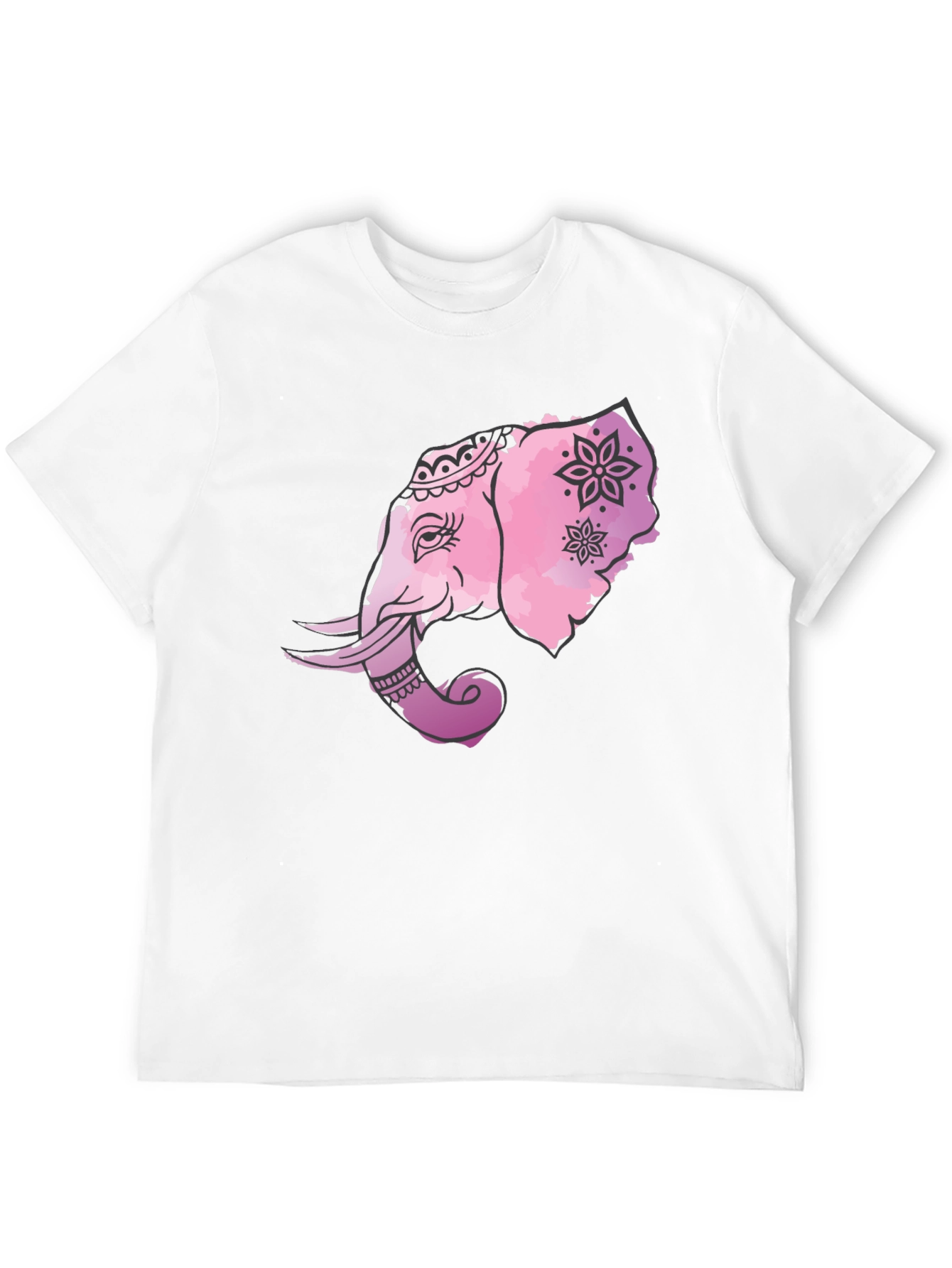 Black T-Shirt with Pink Elephant Graphic