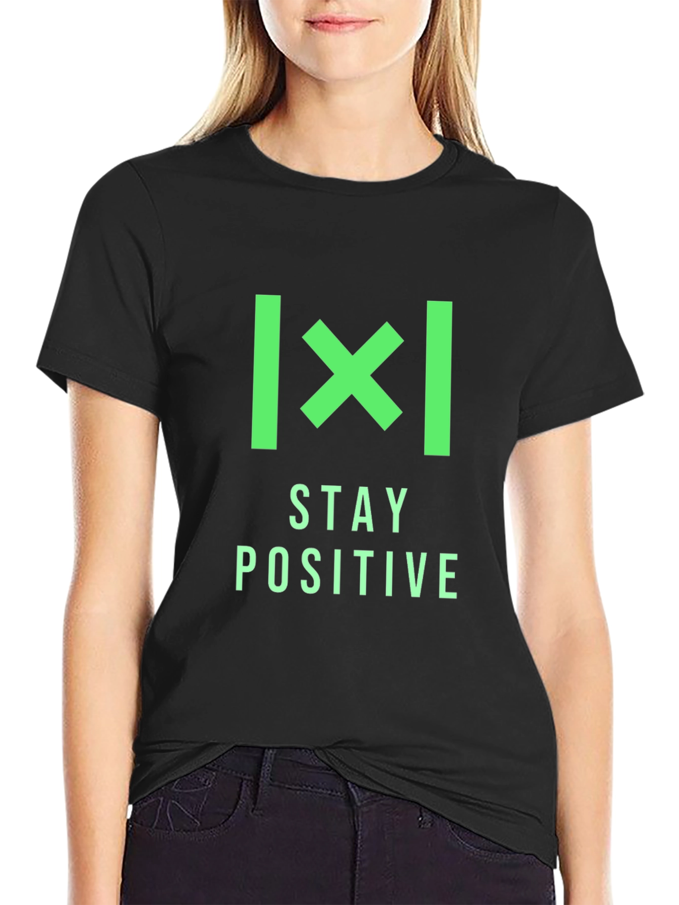 Stay Positive Graphic Print Black T-Shirt