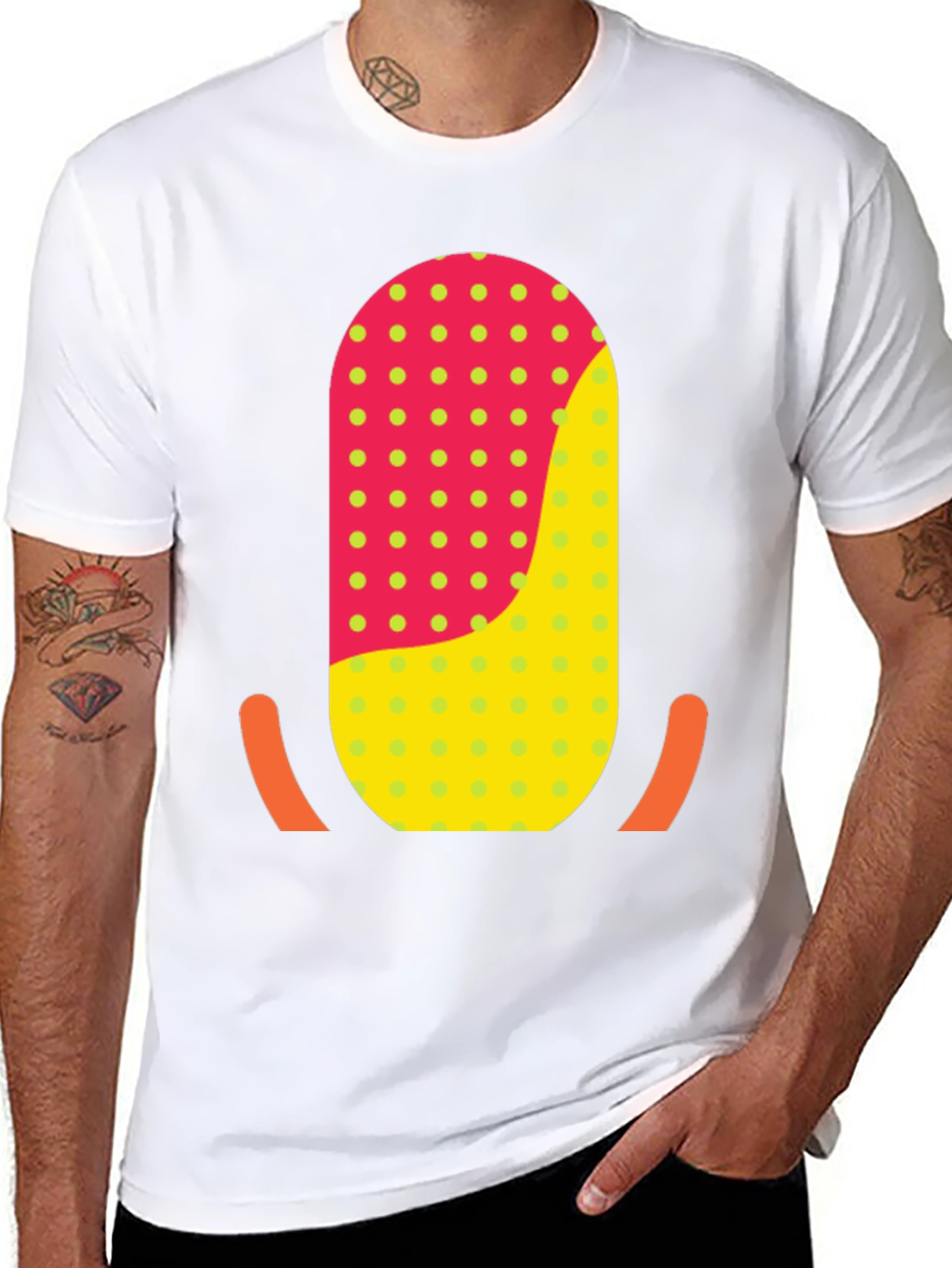 Funky Retro T-Shirt with Geometric Graphic Print