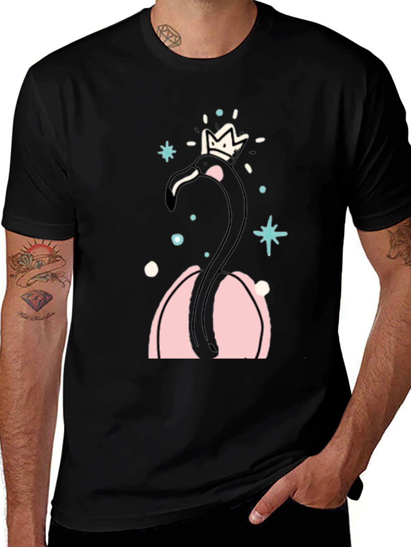 Black Flamingo Crown T-Shirt
