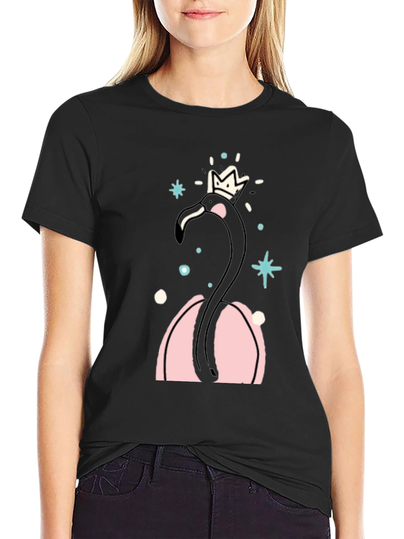 Black Flamingo Crown T-Shirt