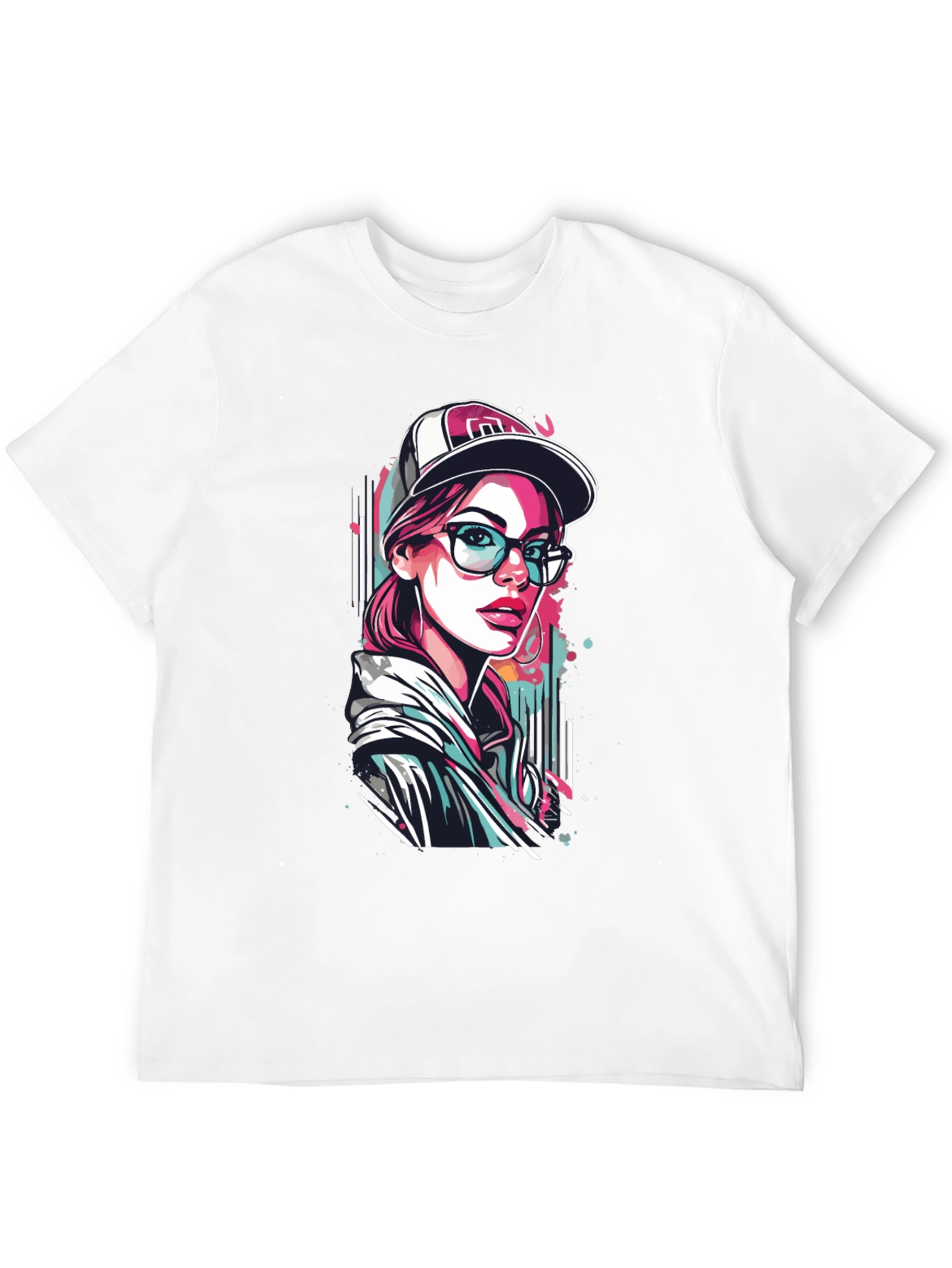 Stylish Woman Graphic Print Black T-Shirt