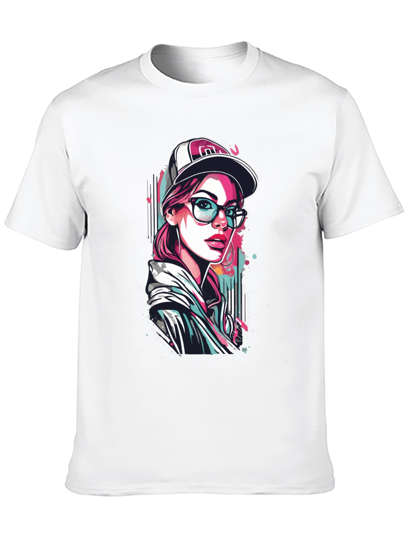 Stylish Woman Graphic Print Black T-Shirt