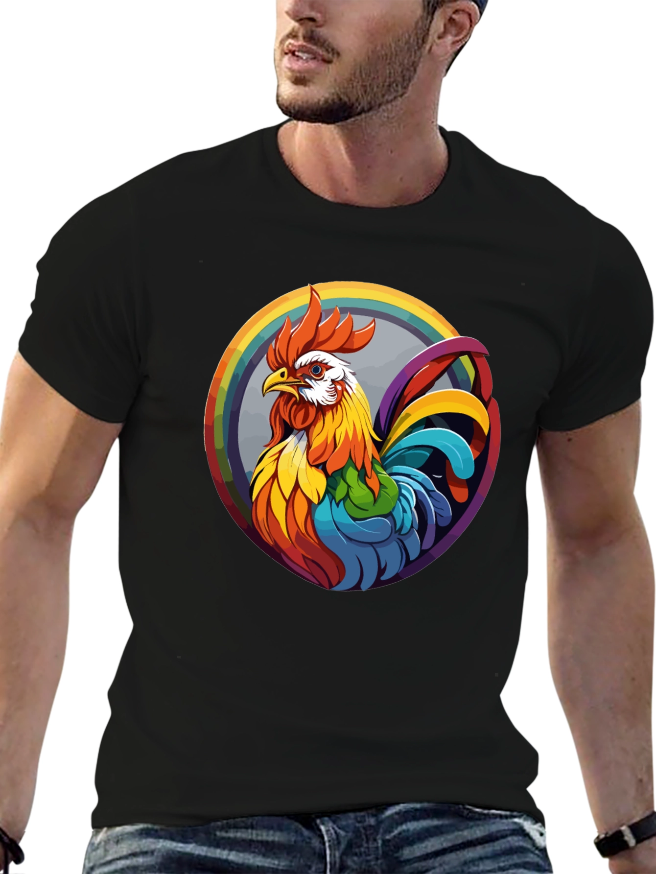 Rainbow Rooster Graphic Tee