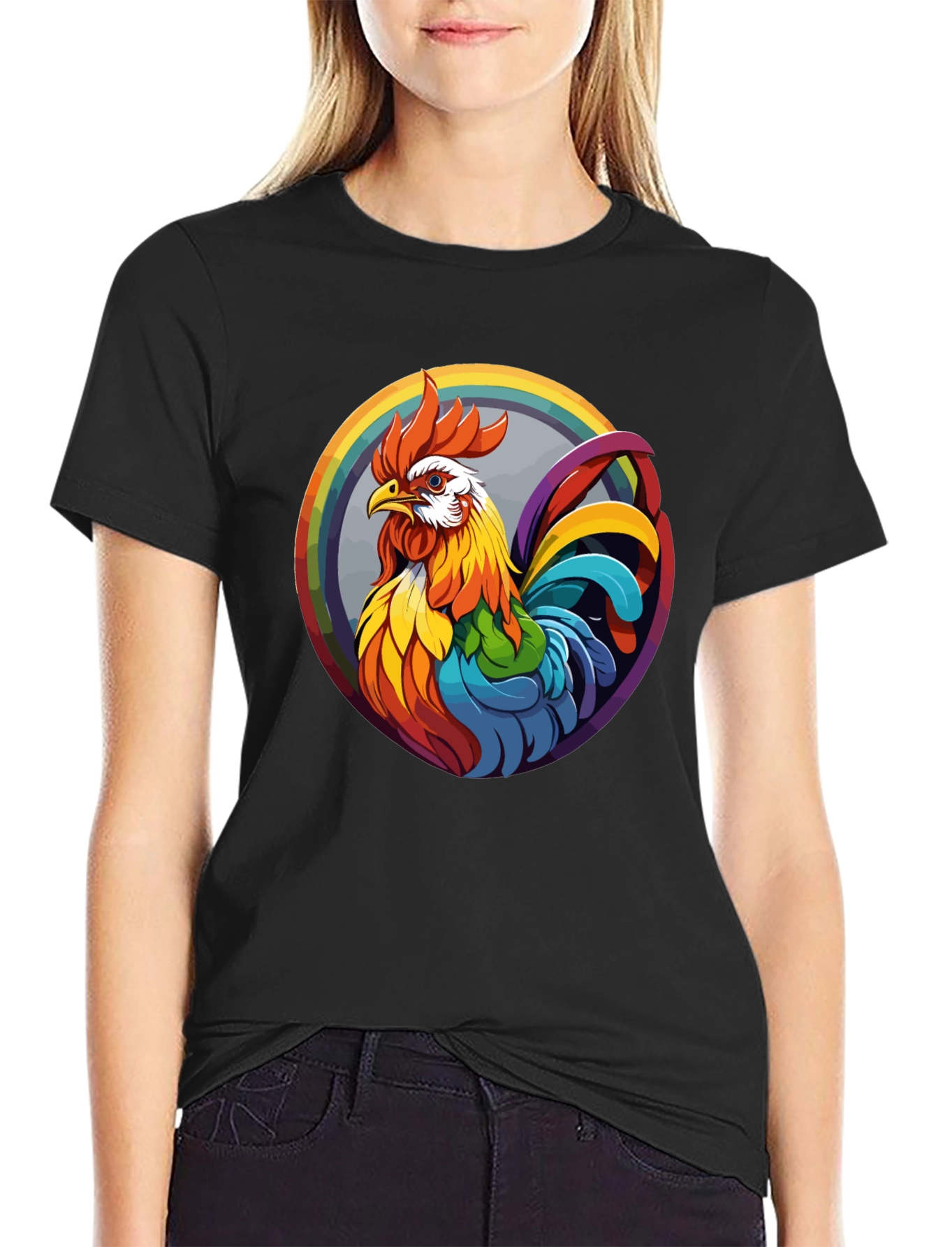 Rainbow Rooster Graphic Tee