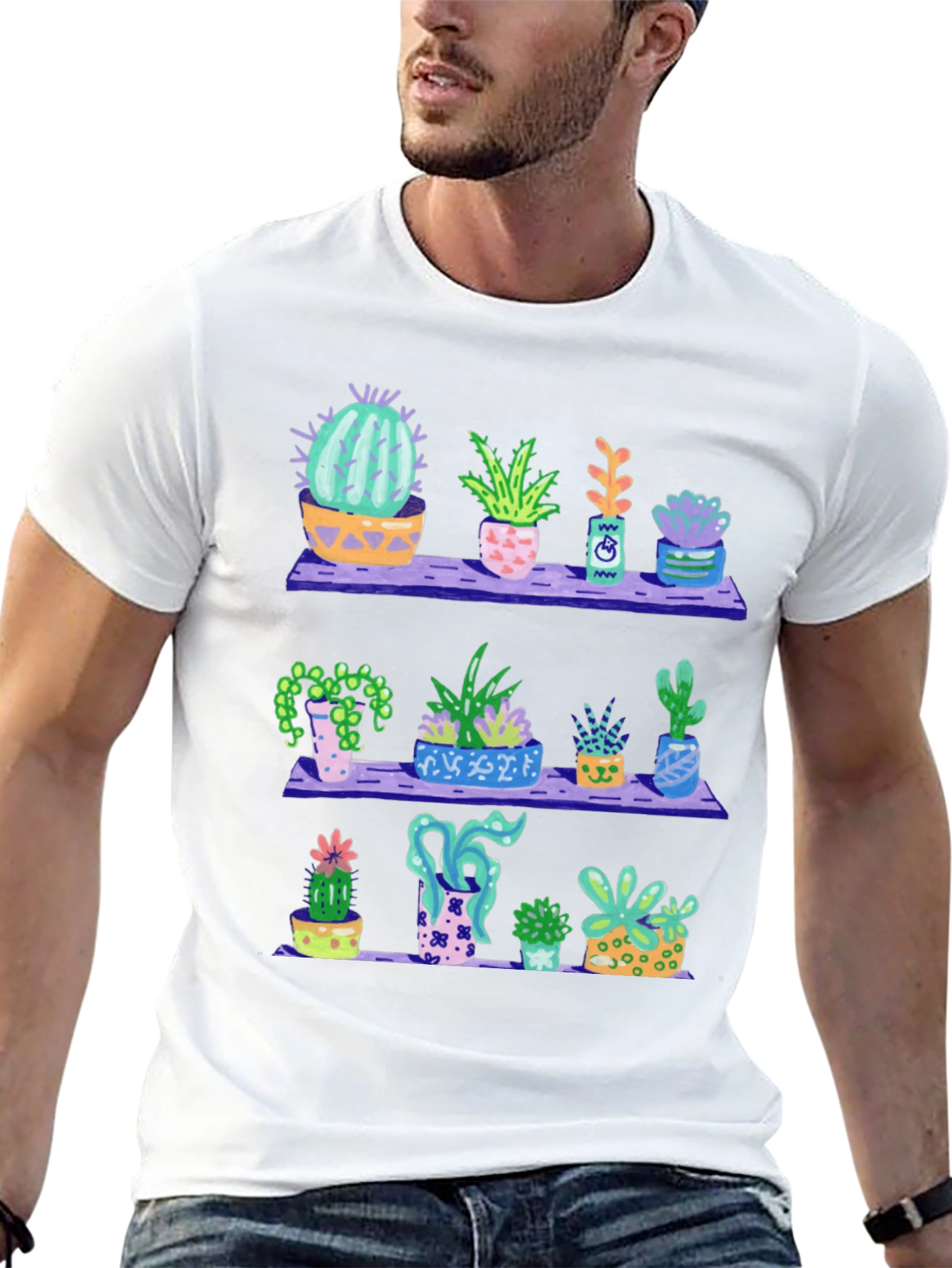 Cactus Shelf T-Shirt - Trendy Plant Lover Tee