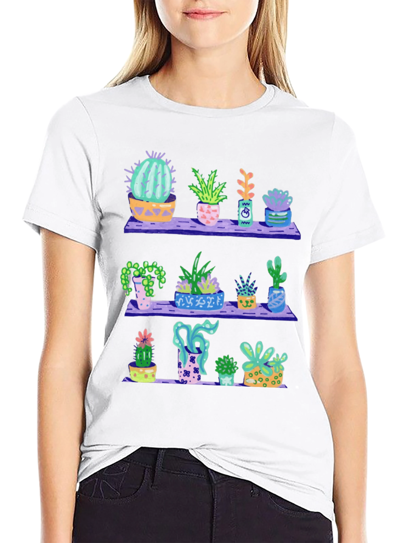 Cactus Shelf T-Shirt - Trendy Plant Lover Tee