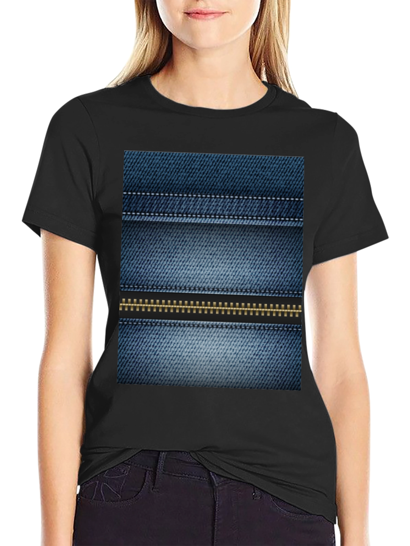 Denim Print Tee - Novelty Casual Shirt