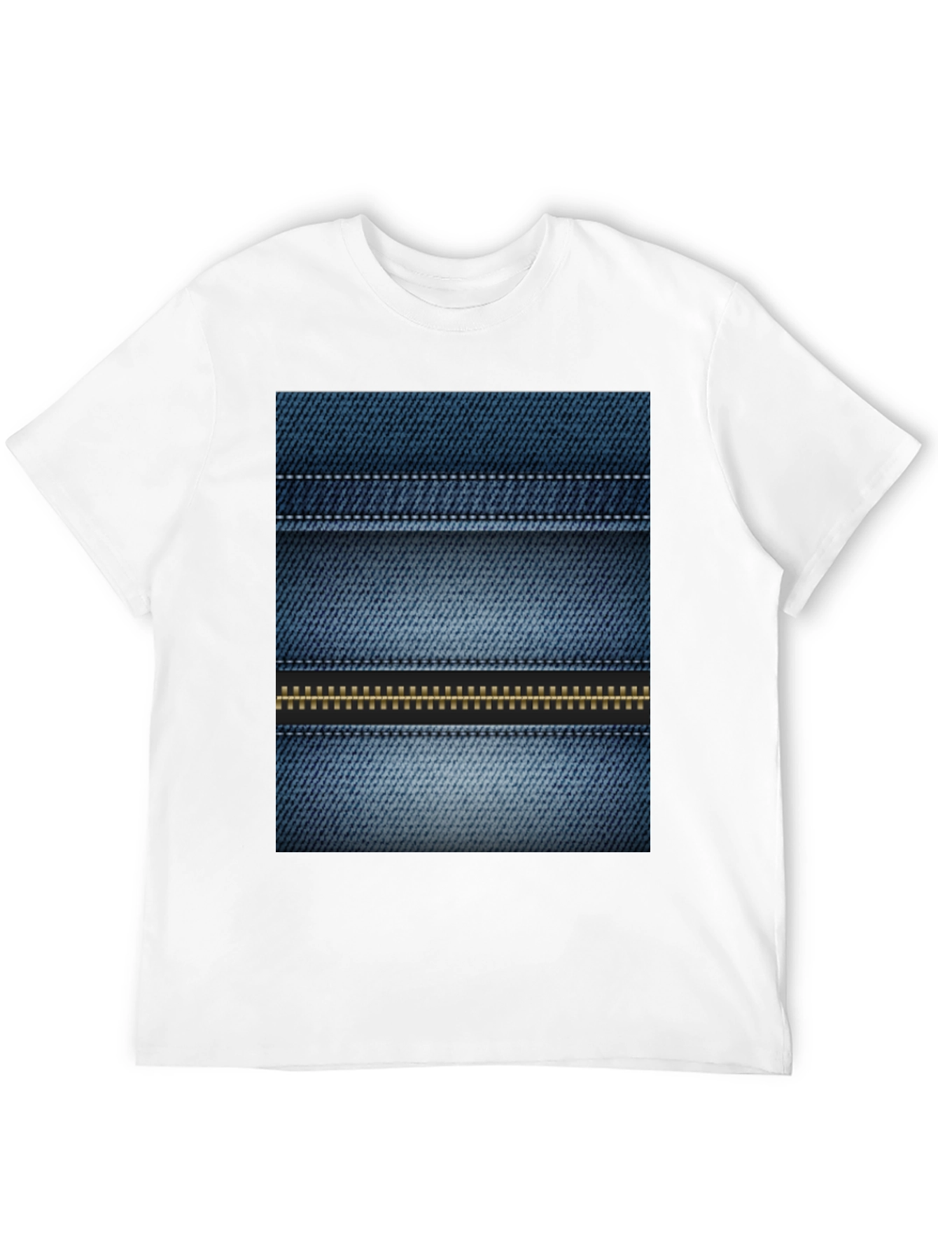 Denim Print Tee - Novelty Casual Shirt