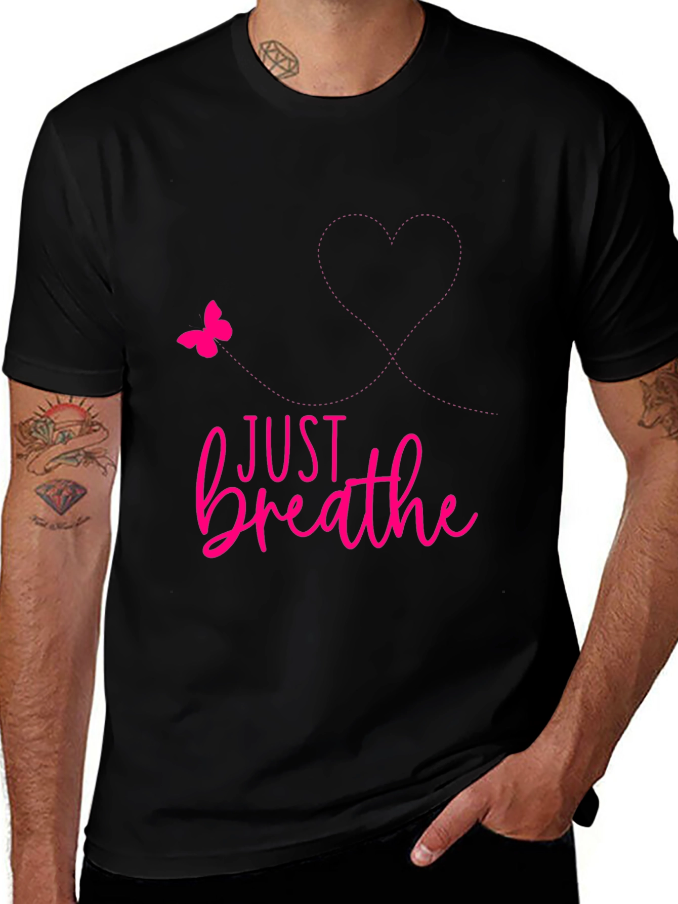 Just Breathe Graphic Tee - Positive Reminder Shirt